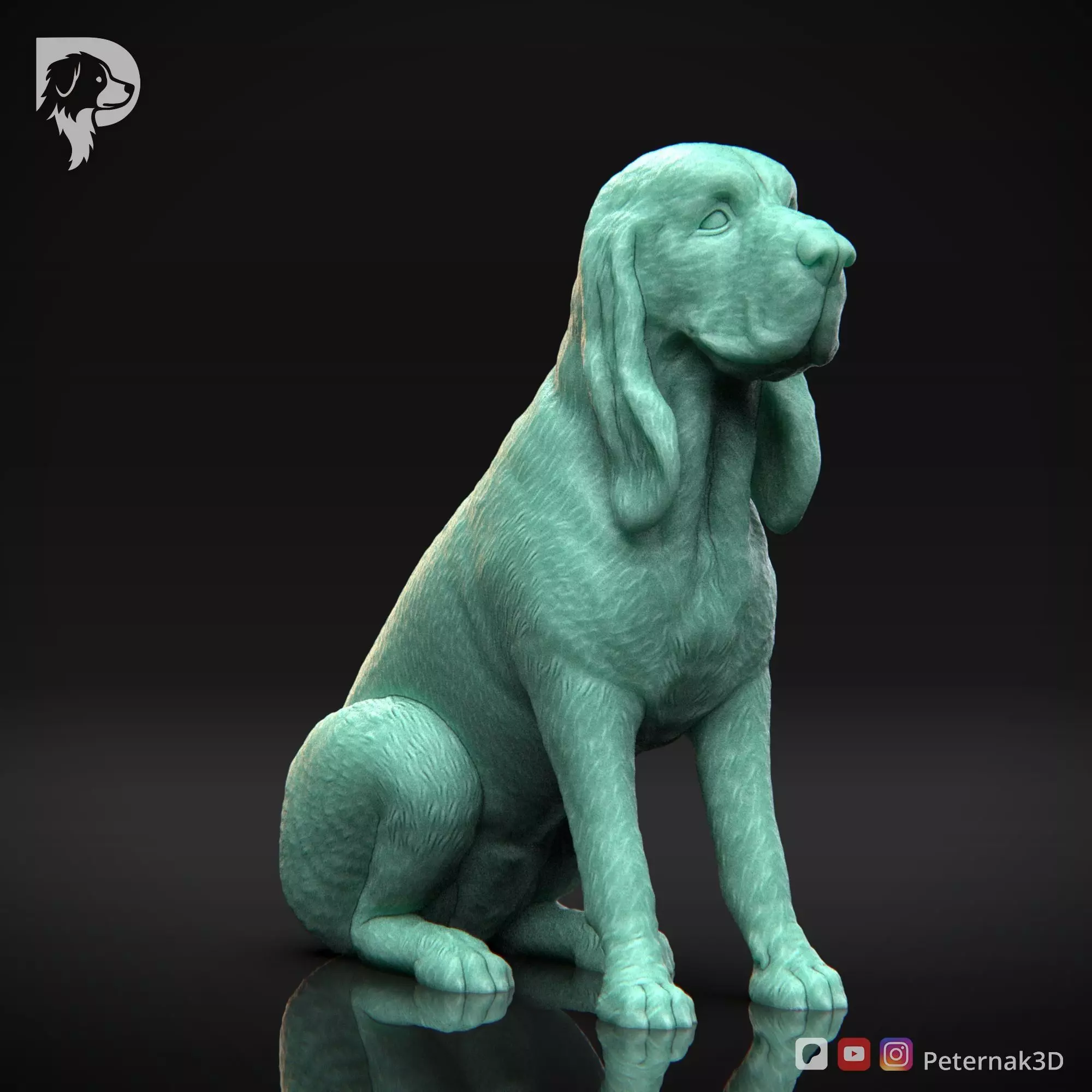 Dog 3D Print Model Bloodhound Dog Pose 04 Ready STL 3D print model_3