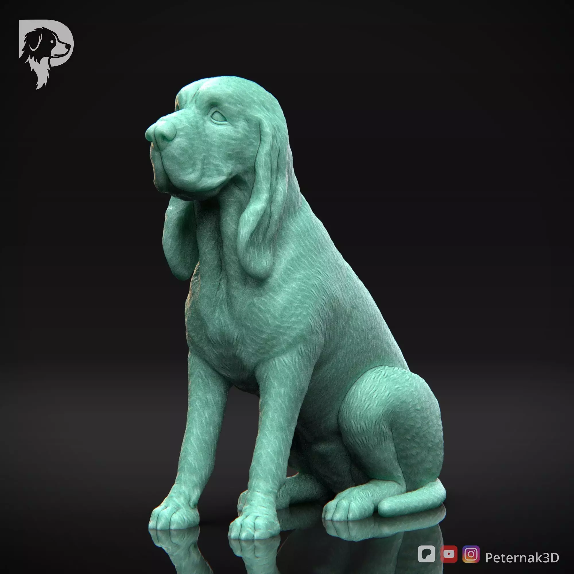 Dog 3D Print Model Bloodhound Dog Pose 04 Ready STL 3D print model_11