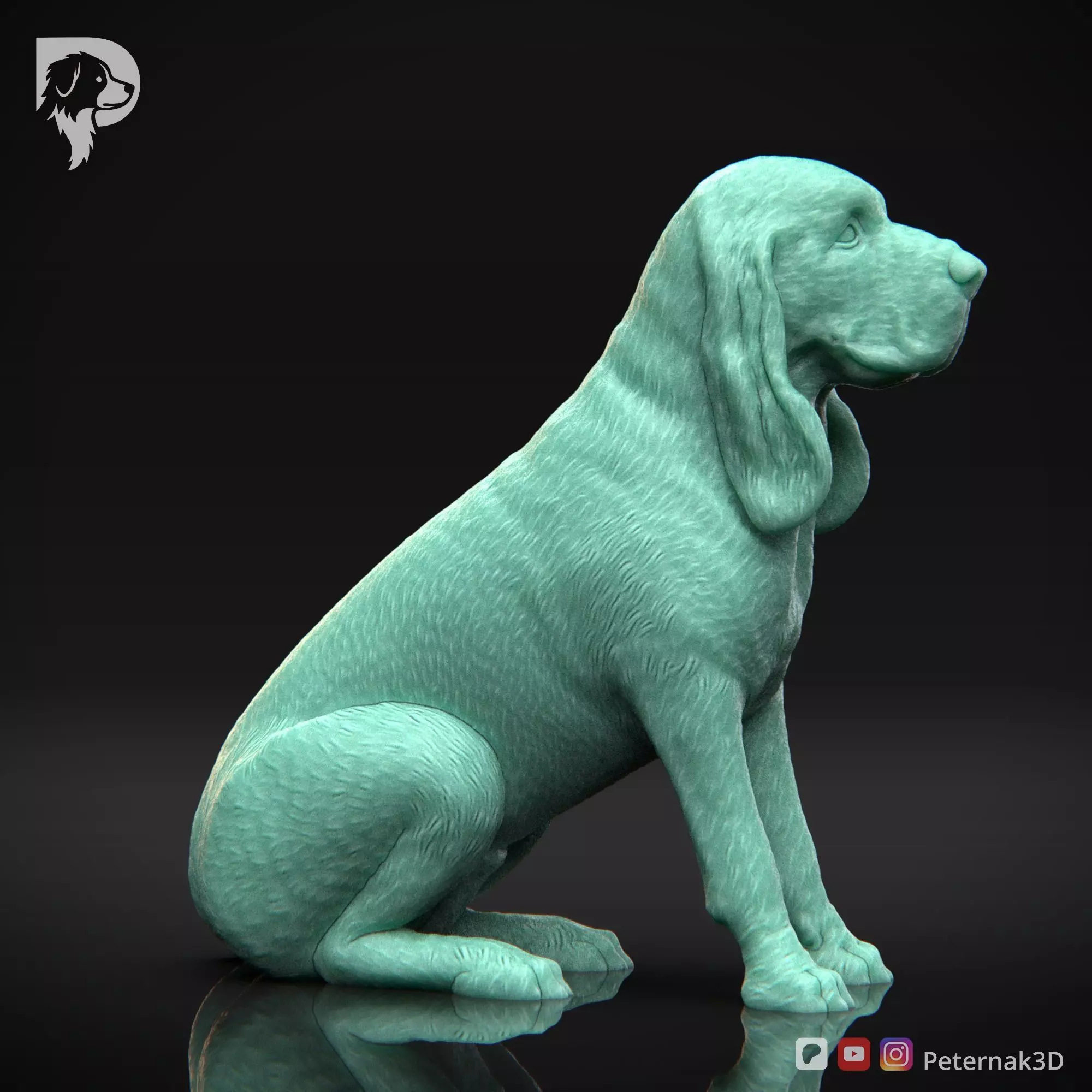 Dog 3D Print Model Bloodhound Dog Pose 04 Ready STL 3D print model_4
