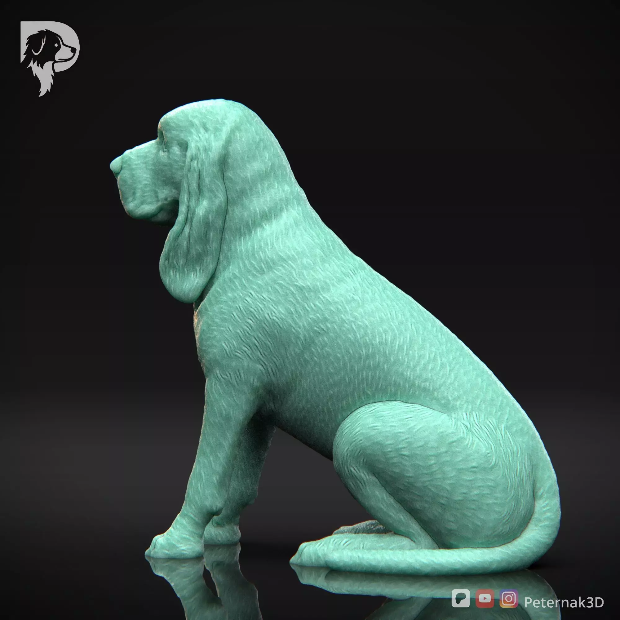 Dog 3D Print Model Bloodhound Dog Pose 04 Ready STL 3D print model_9