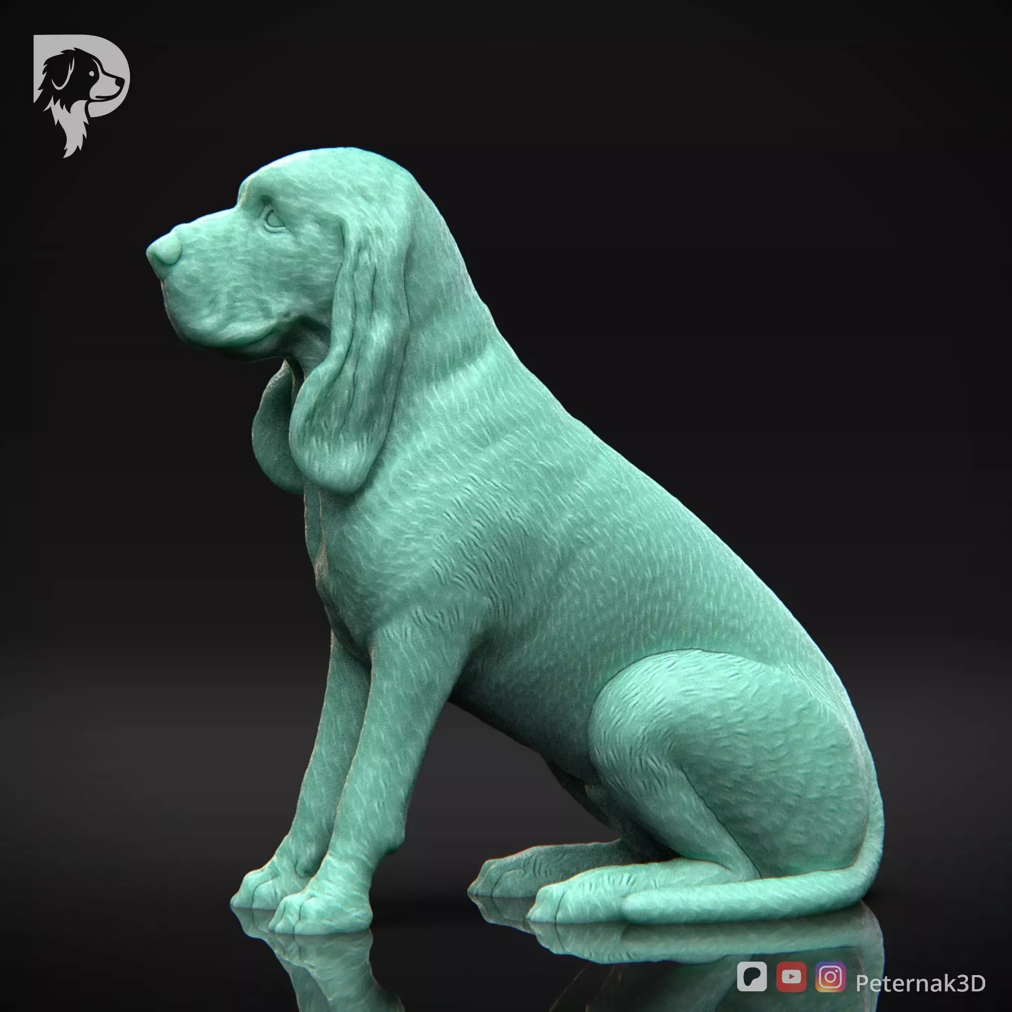 Dog 3D Print Model Bloodhound Dog Pose 04 Ready STL 3D print model_10
