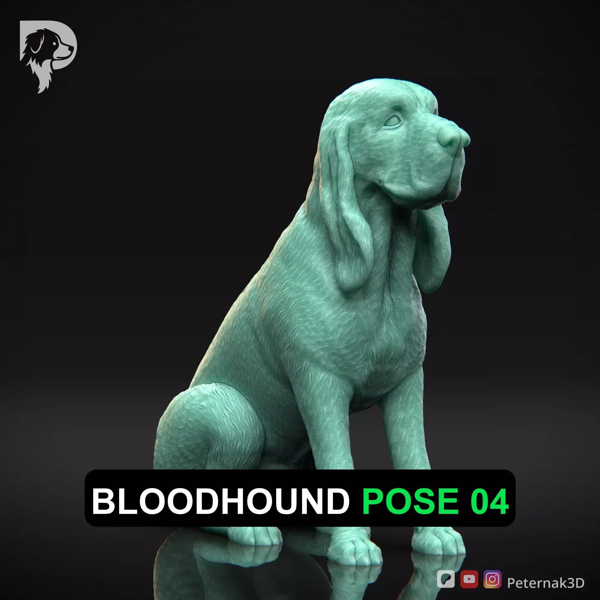 Dog 3D Print Model Bloodhound Dog Pose 04 Ready STL 3D print model_0