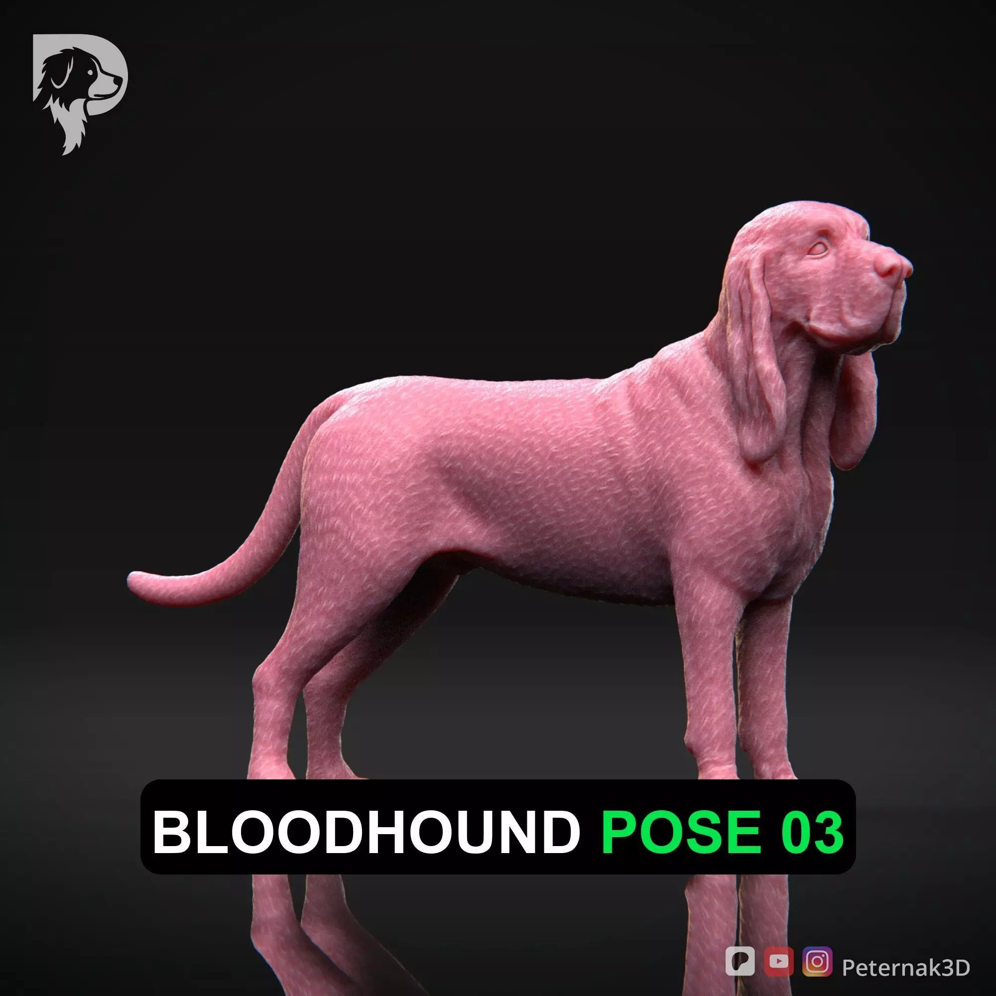 Dog 3D Print Model Bloodhound Dog Pose 03 Ready STL 3D print model