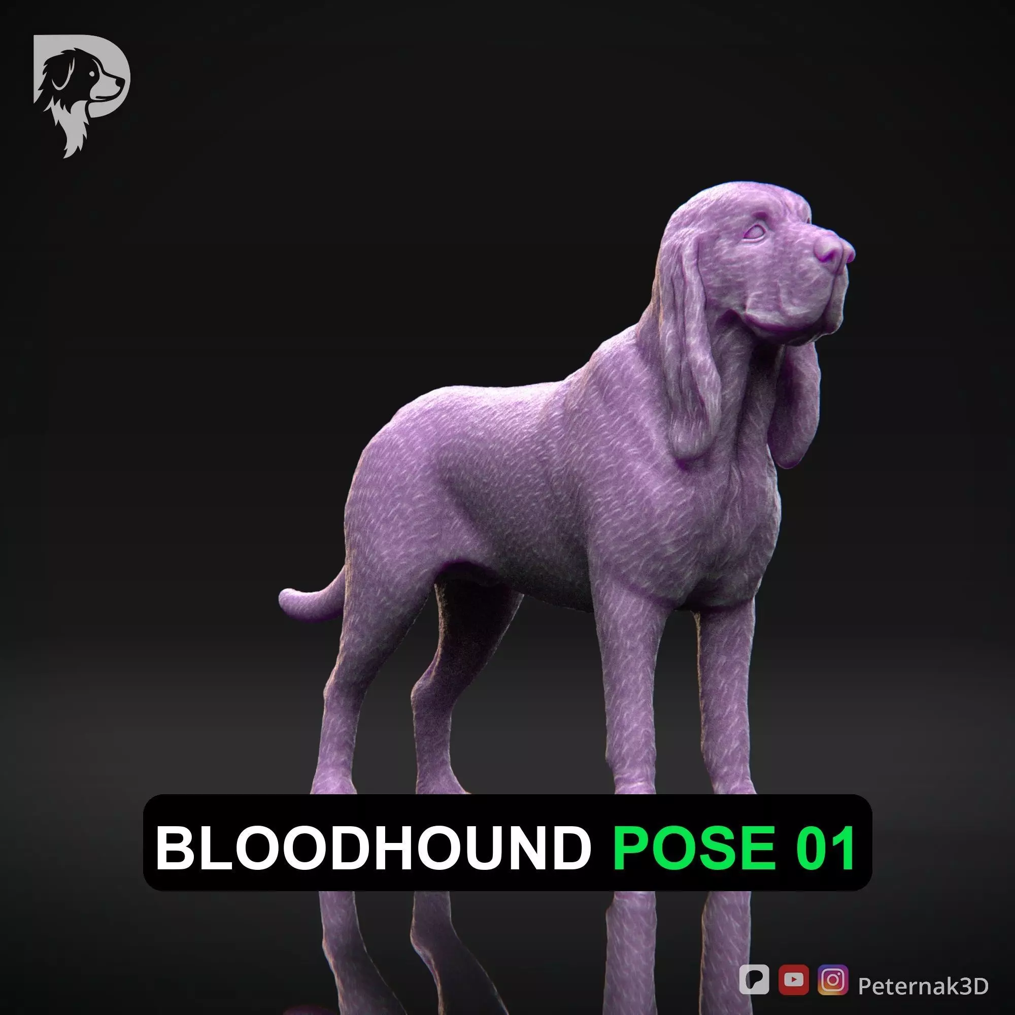 Dog 3D Print Model Bloodhound Dog Pose 01 Ready STL 3D print model