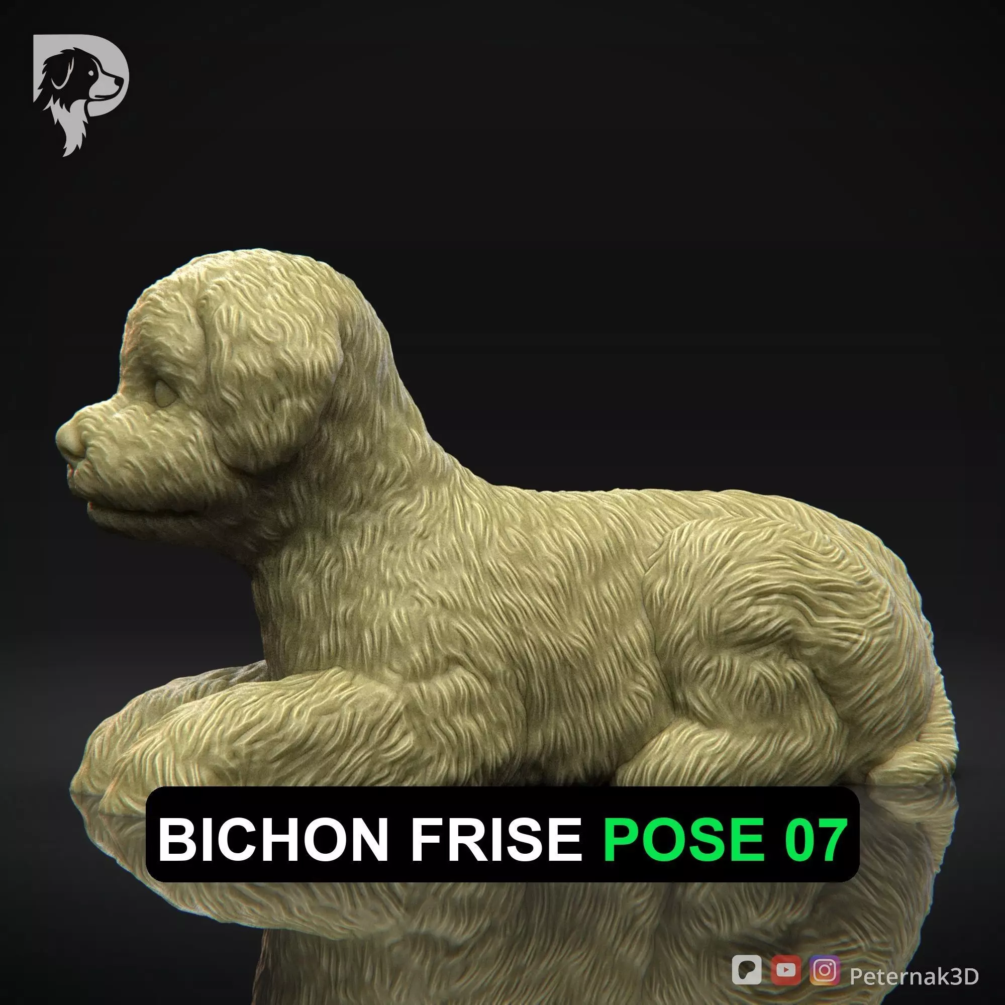 Dog 3D Print Model Bichon Frise Pose 07 Ready STL 3D print model