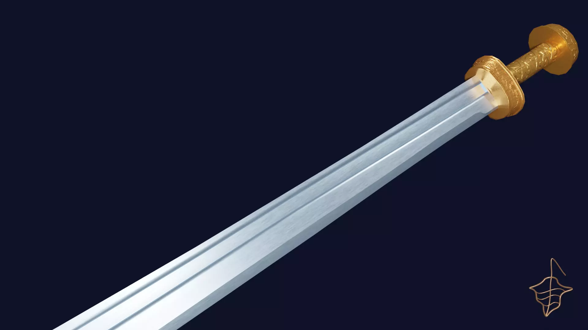 Grossmesser sword with Langsax handle Low-poly 3D model