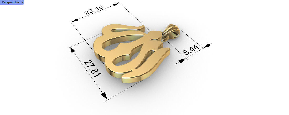 Allah God Arabic Symbol Charm Pendant Necklace Jewelry 3D print model_8