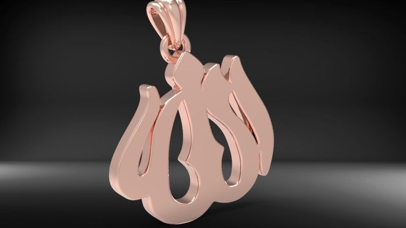 Allah God Arabic Symbol Charm Pendant Necklace Jewelry 3D print model_16