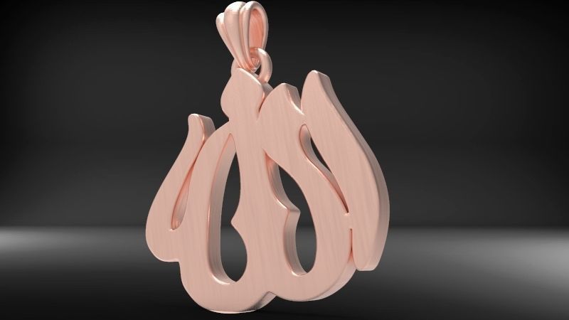 Allah God Arabic Symbol Charm Pendant Necklace Jewelry 3D print model_10