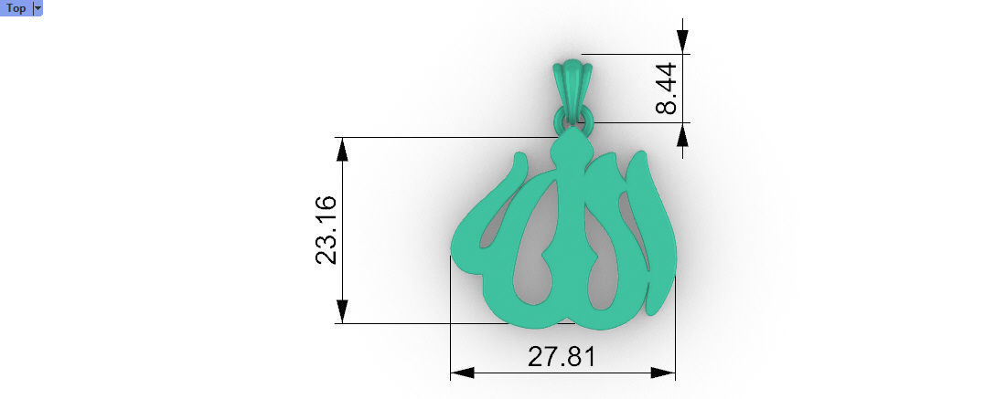 Allah God Arabic Symbol Charm Pendant Necklace Jewelry 3D print model_4