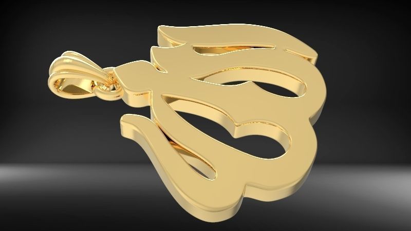 Allah God Arabic Symbol Charm Pendant Necklace Jewelry 3D print model_3