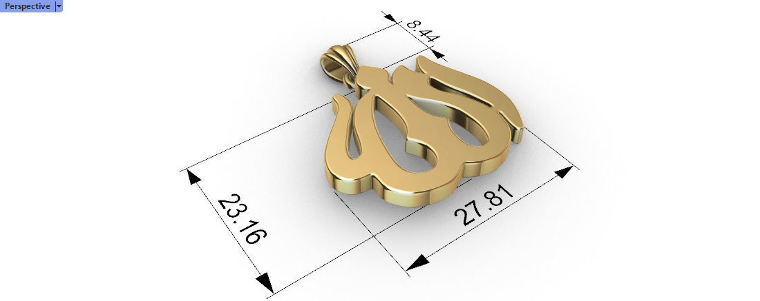 Allah God Arabic Symbol Charm Pendant Necklace Jewelry 3D print model_7