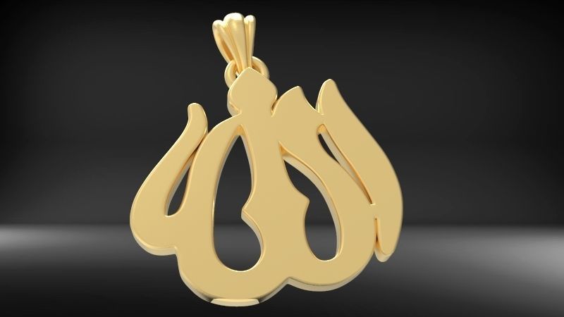 Allah God Arabic Symbol Charm Pendant Necklace Jewelry 3D print model_12