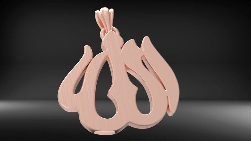 Allah God Arabic Symbol Charm Pendant Necklace Jewelry 3D print model_6
