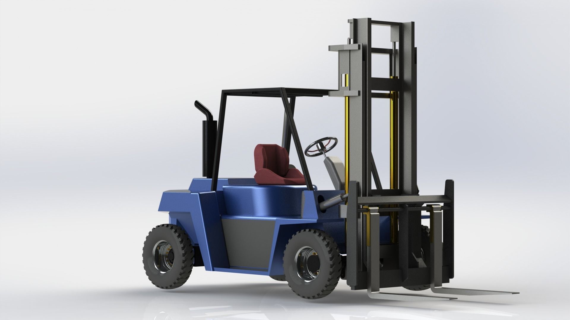 Forklift 3D model  Low-poly 3D model_3
