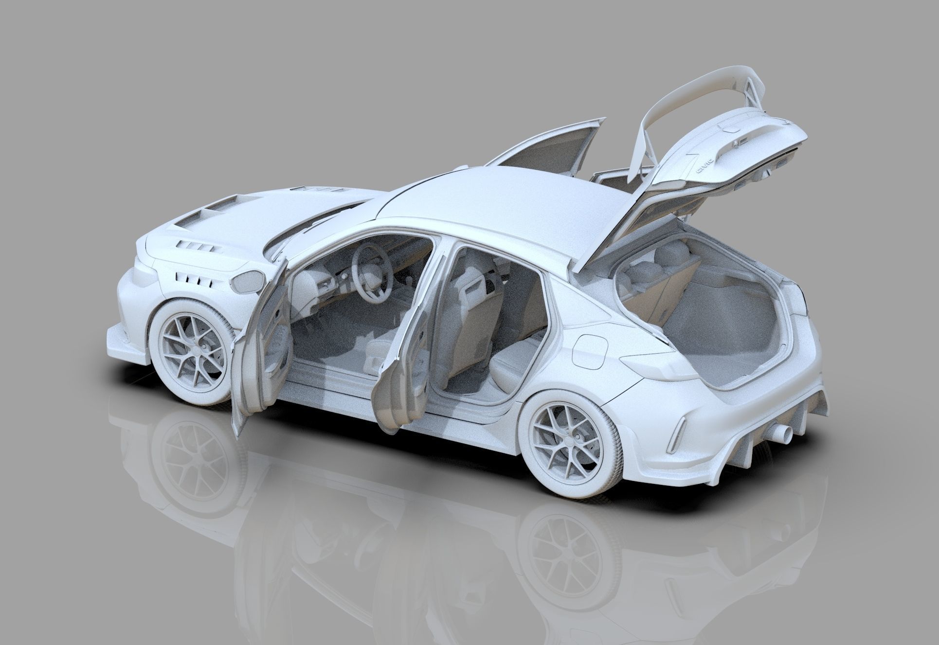 Honda Civic Type R 2022 HQ interior and Mugen bodykit 3D model_38