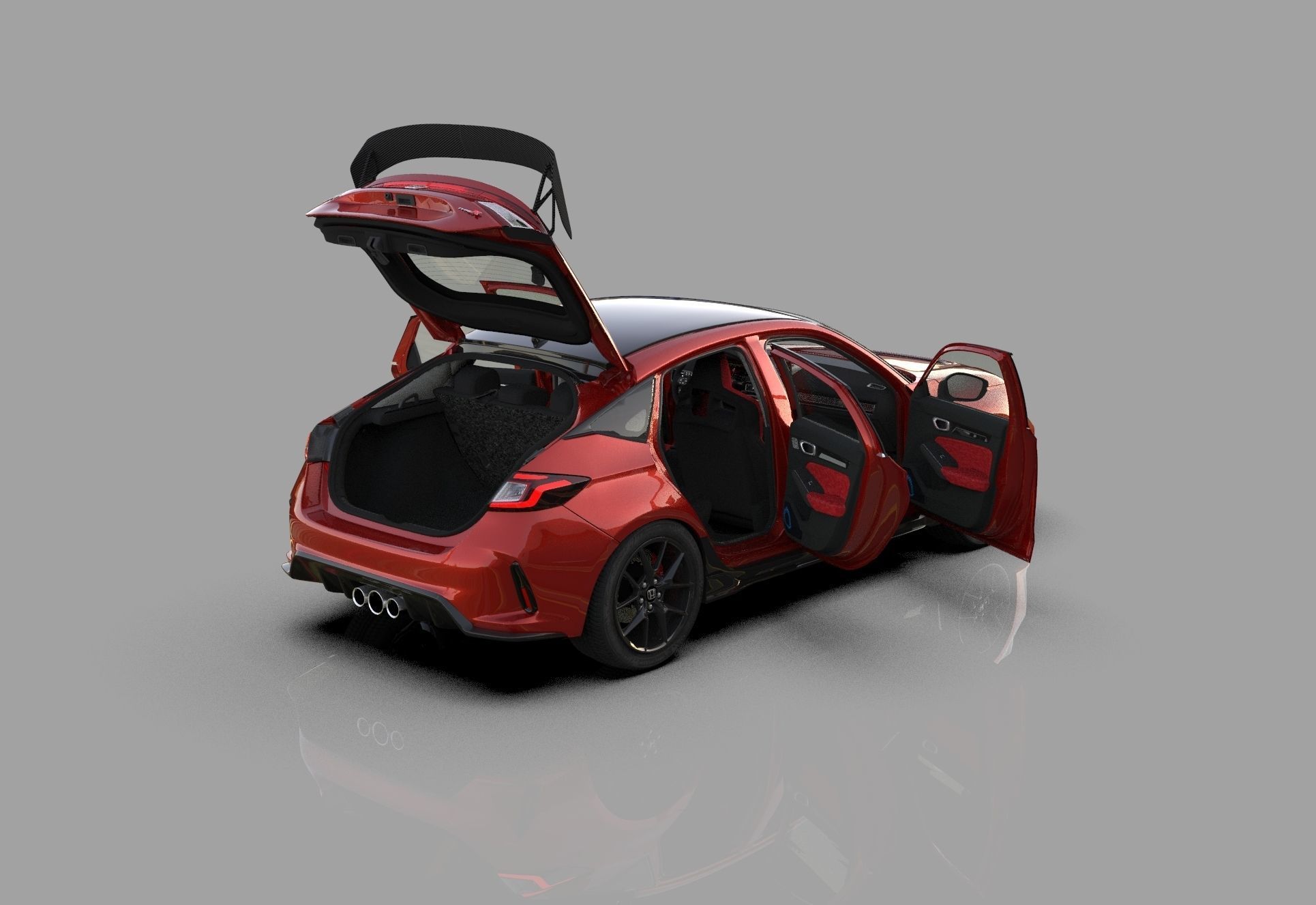 Honda Civic Type R 2022 HQ interior and Mugen bodykit 3D model_10