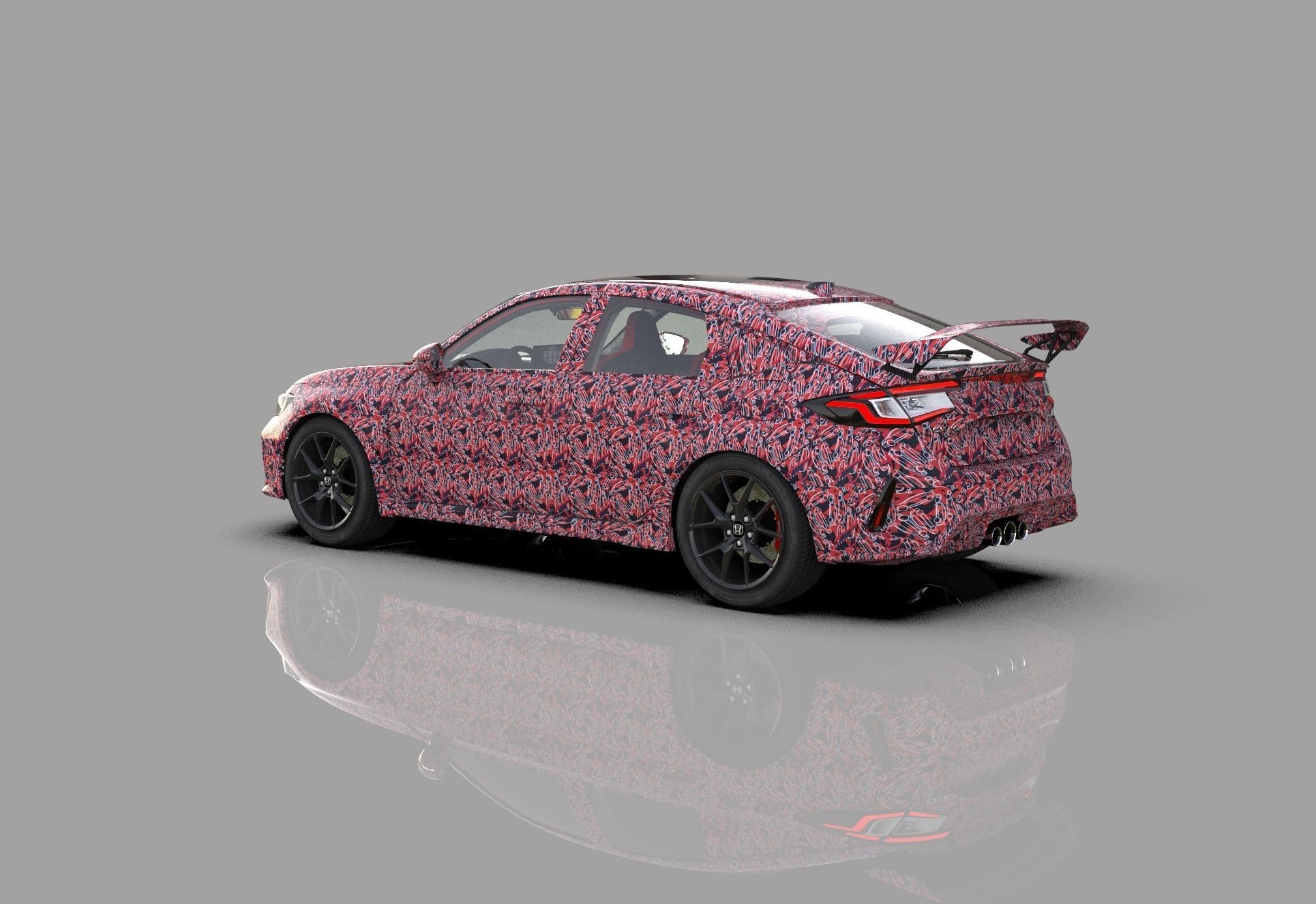 Honda Civic Type R 2022 HQ interior and Mugen bodykit 3D model_21