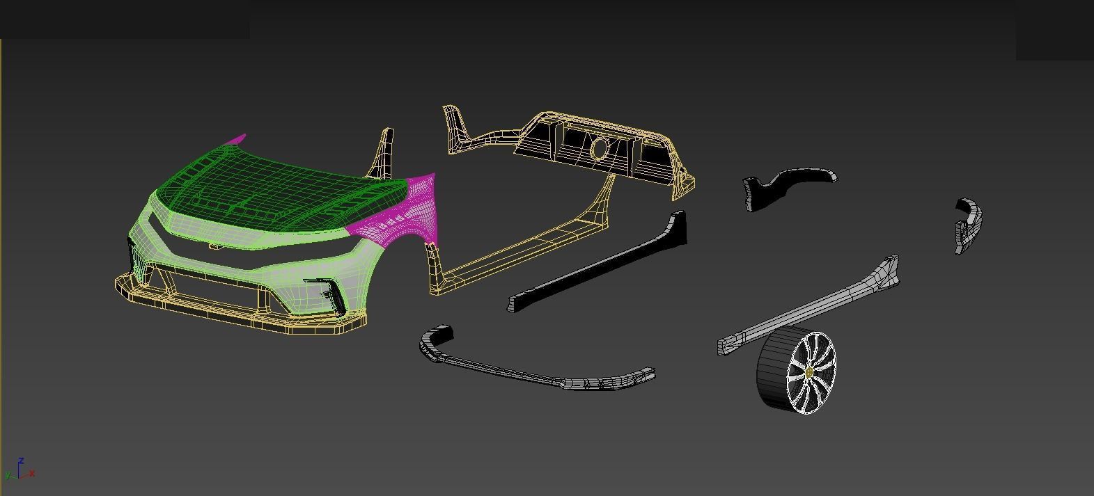 Honda Civic Type R 2022 HQ interior and Mugen bodykit 3D model_56