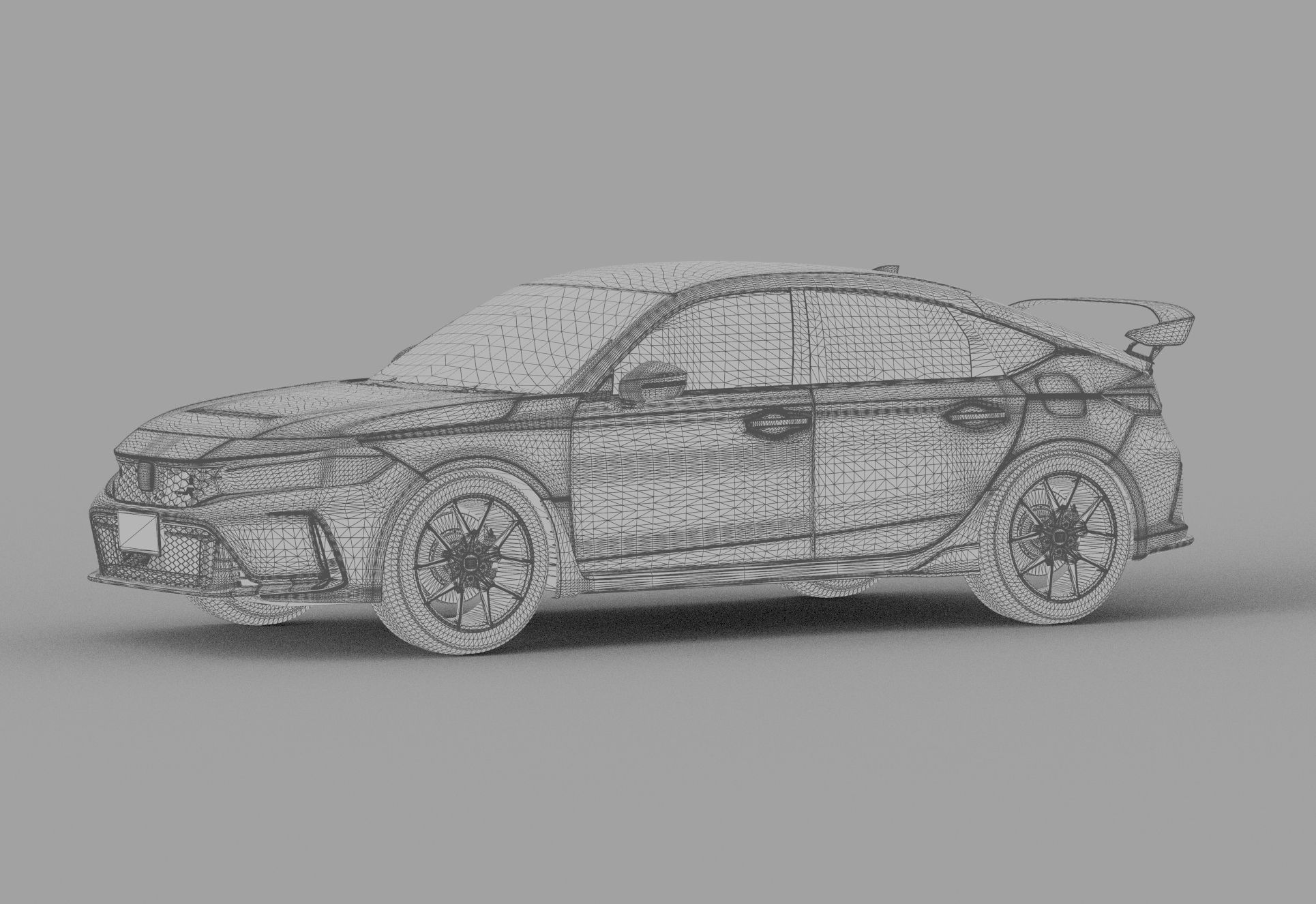 Honda Civic Type R 2022 HQ interior and Mugen bodykit 3D model_44