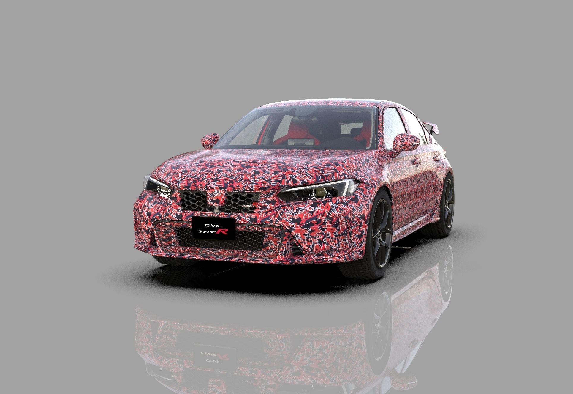 Honda Civic Type R 2022 HQ interior and Mugen bodykit 3D model_22