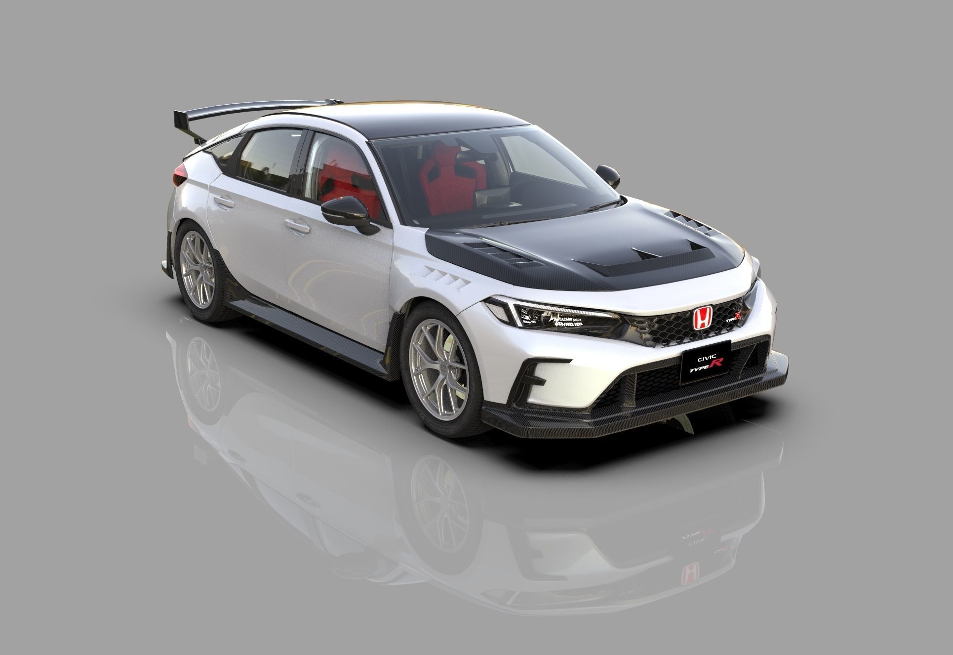 Honda Civic Type R 2022 HQ interior and Mugen bodykit 3D model_16