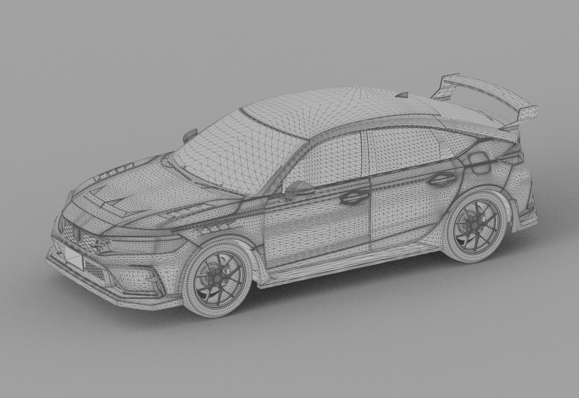 Honda Civic Type R 2022 HQ interior and Mugen bodykit 3D model_48