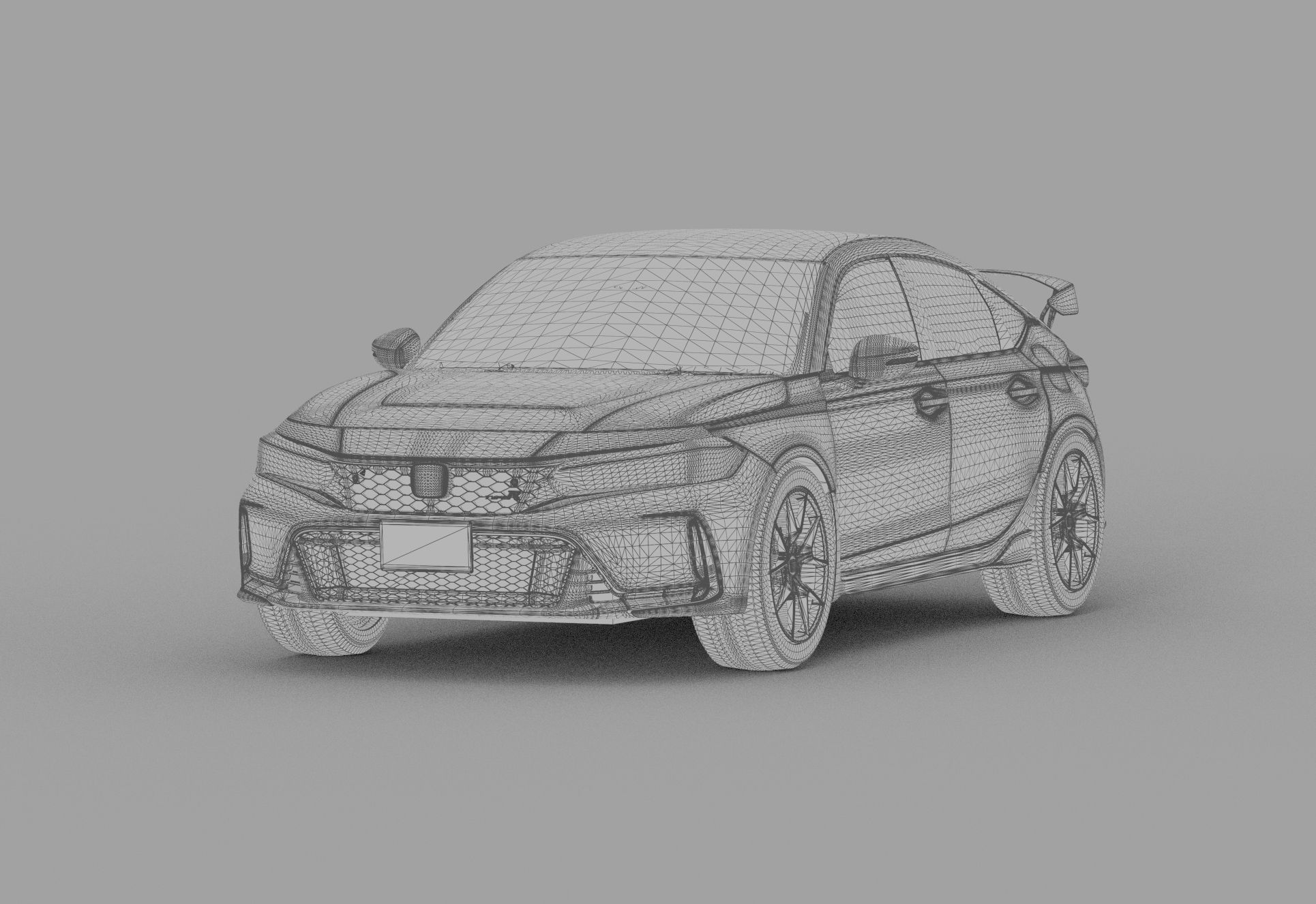 Honda Civic Type R 2022 HQ interior and Mugen bodykit 3D model_43