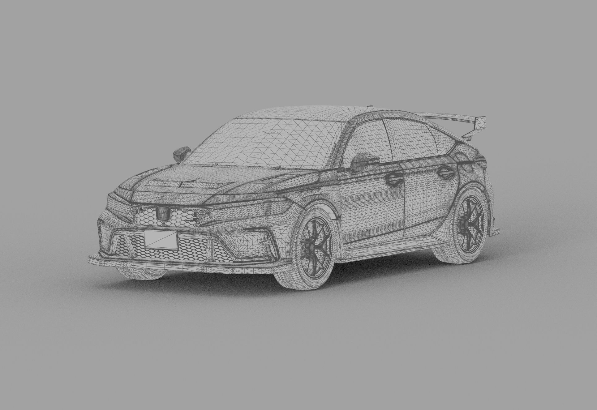 Honda Civic Type R 2022 HQ interior and Mugen bodykit 3D model_47