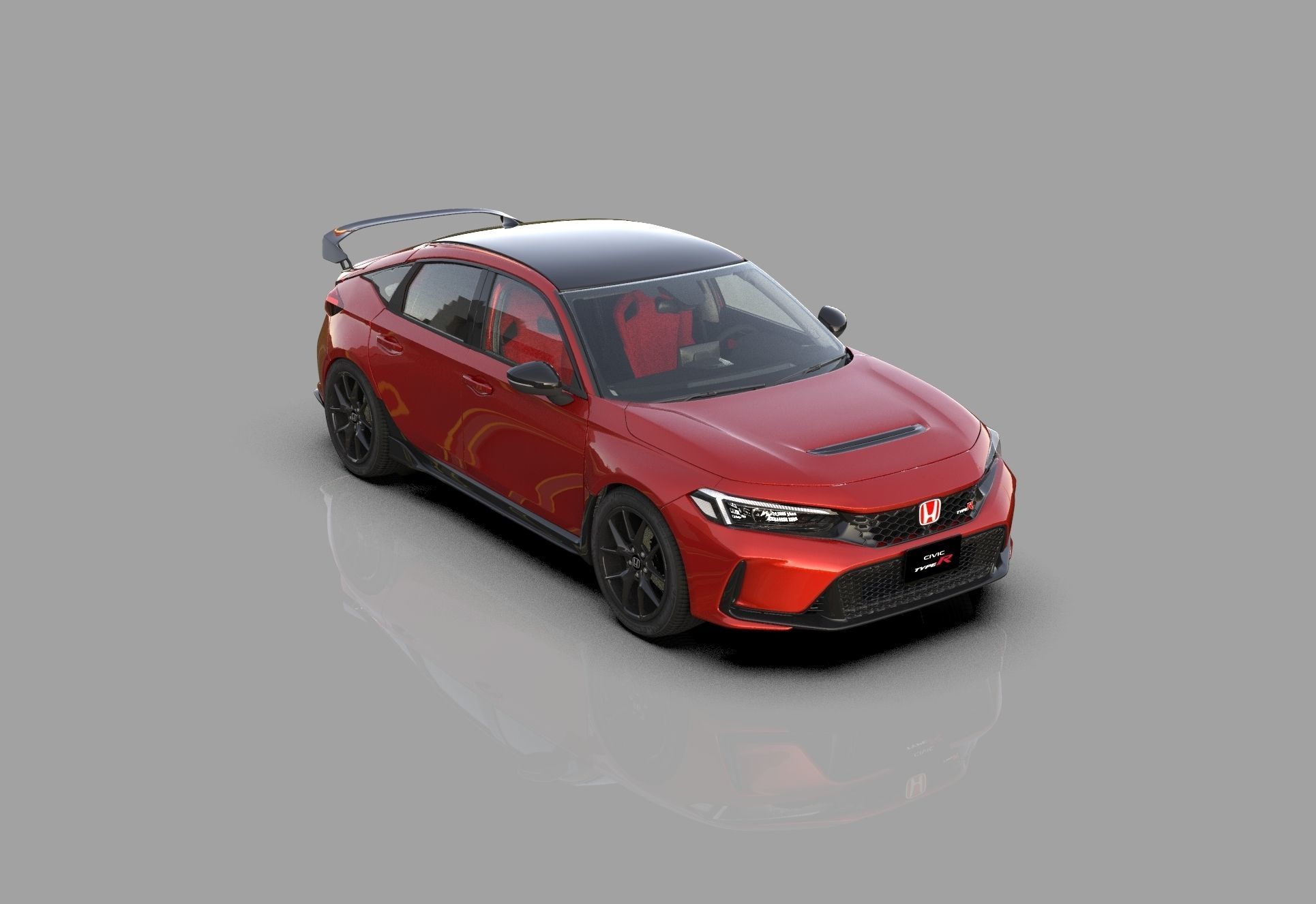 Honda Civic Type R 2022 HQ interior and Mugen bodykit 3D model_7