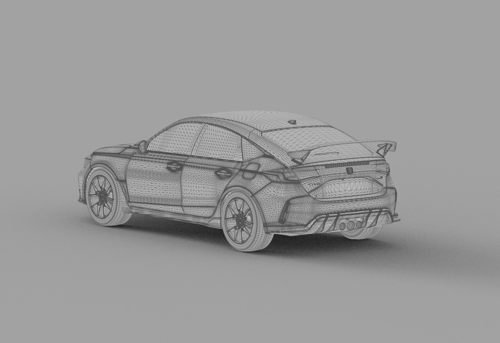 Honda Civic Type R 2022 HQ interior and Mugen bodykit 3D model_46