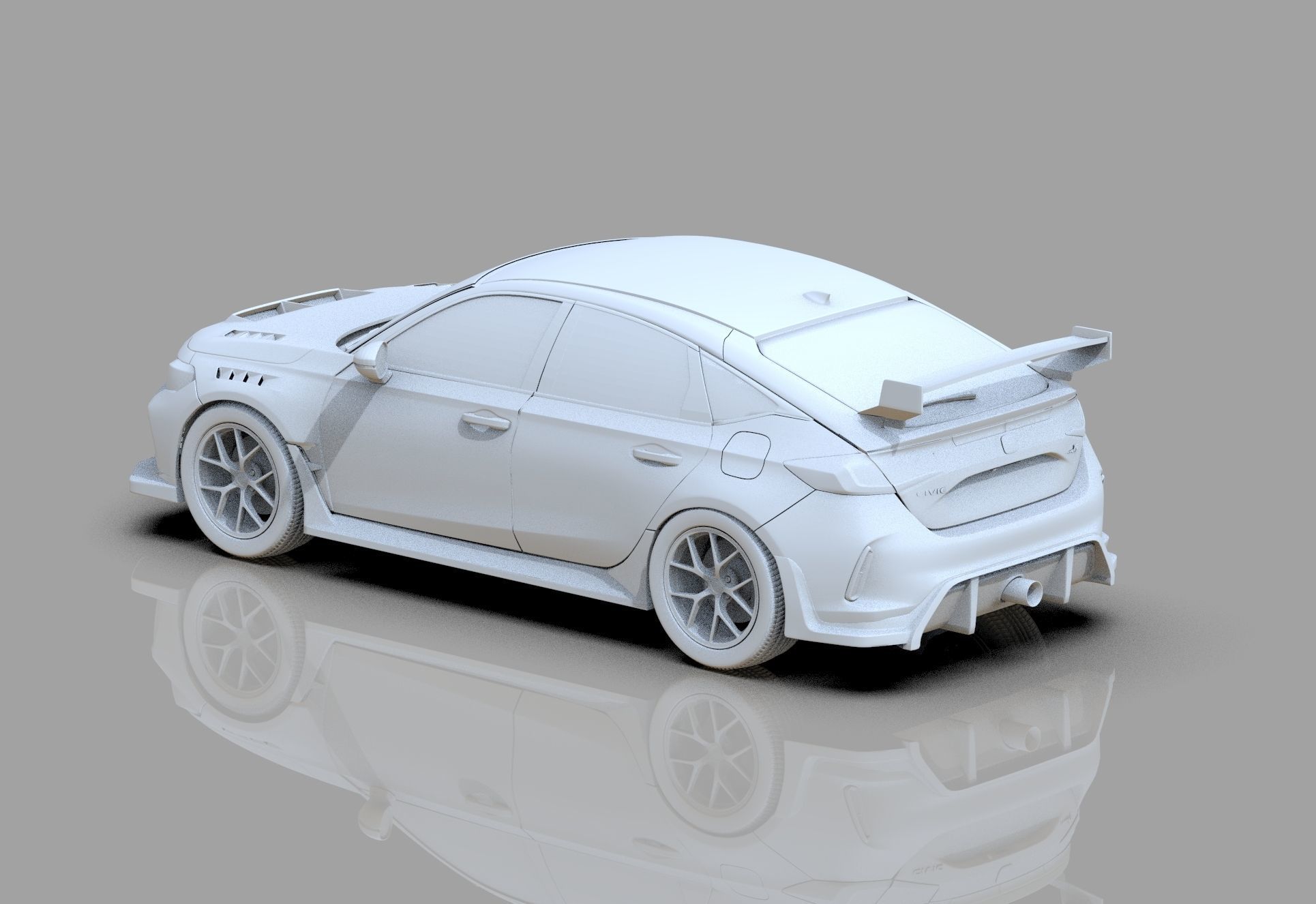 Honda Civic Type R 2022 HQ interior and Mugen bodykit 3D model_35