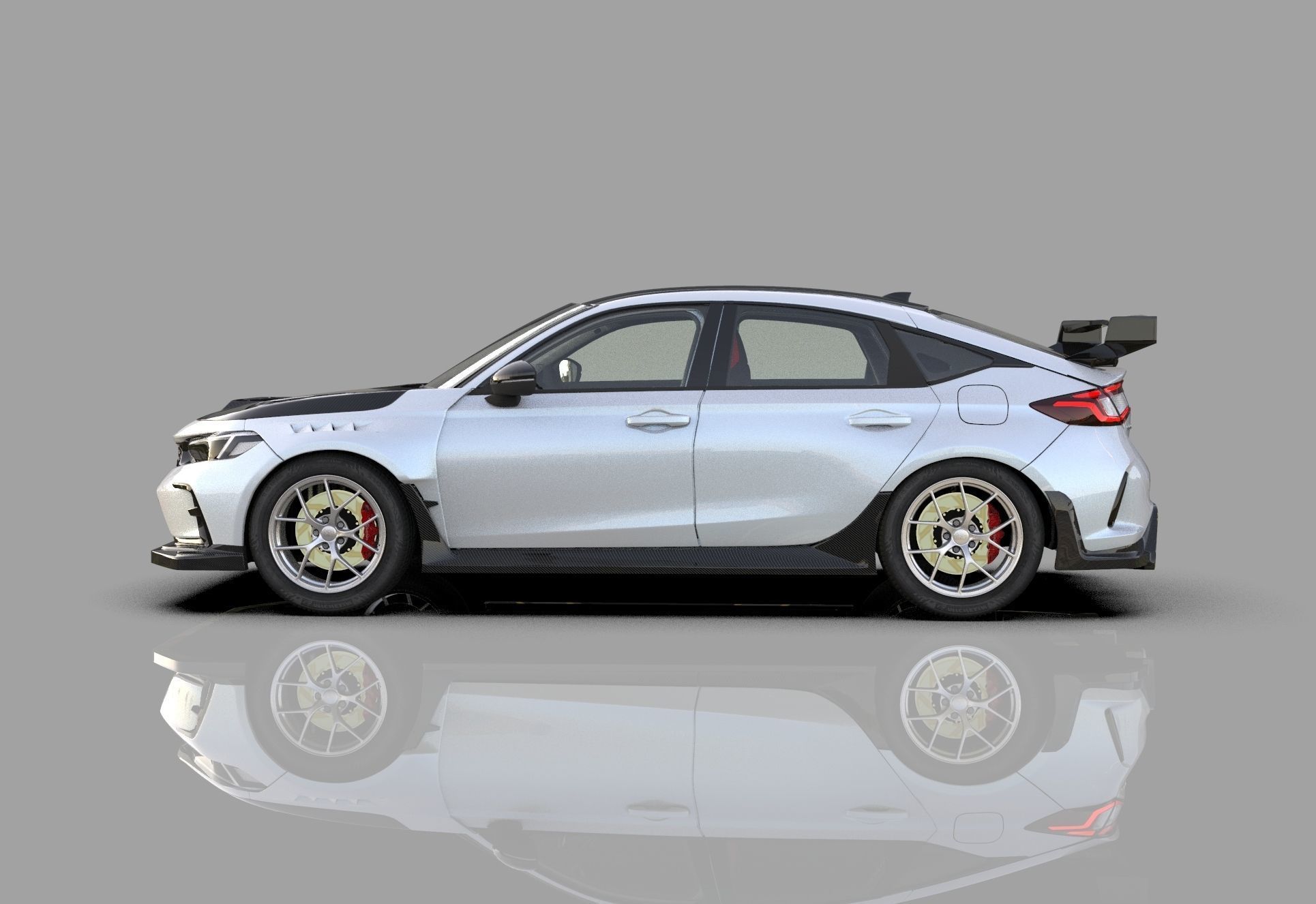 Honda Civic Type R 2022 HQ interior and Mugen bodykit 3D model_13