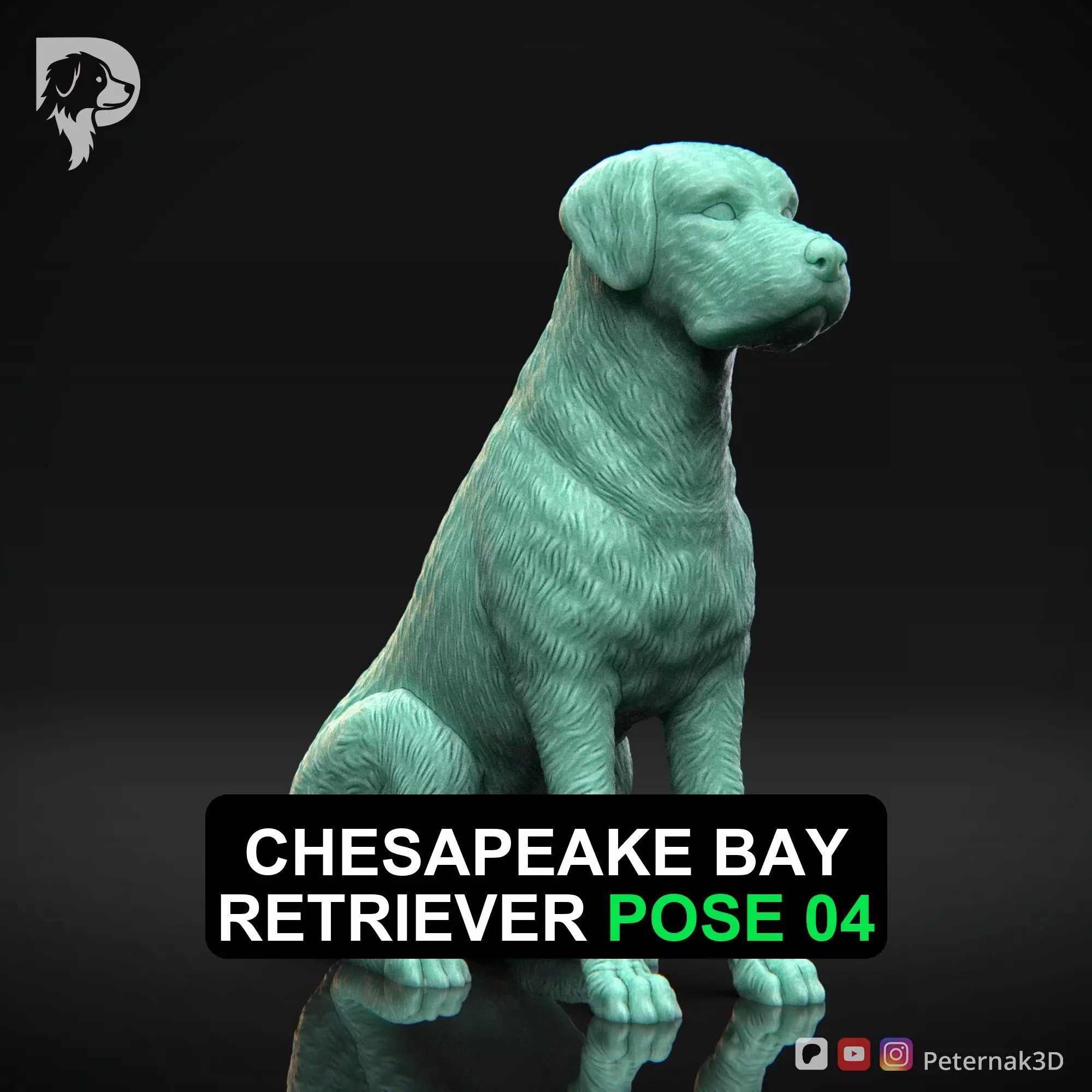 Dog 3D Print Model Chesapeake Bay Retriever Dog Pose 04 STL 3D print model