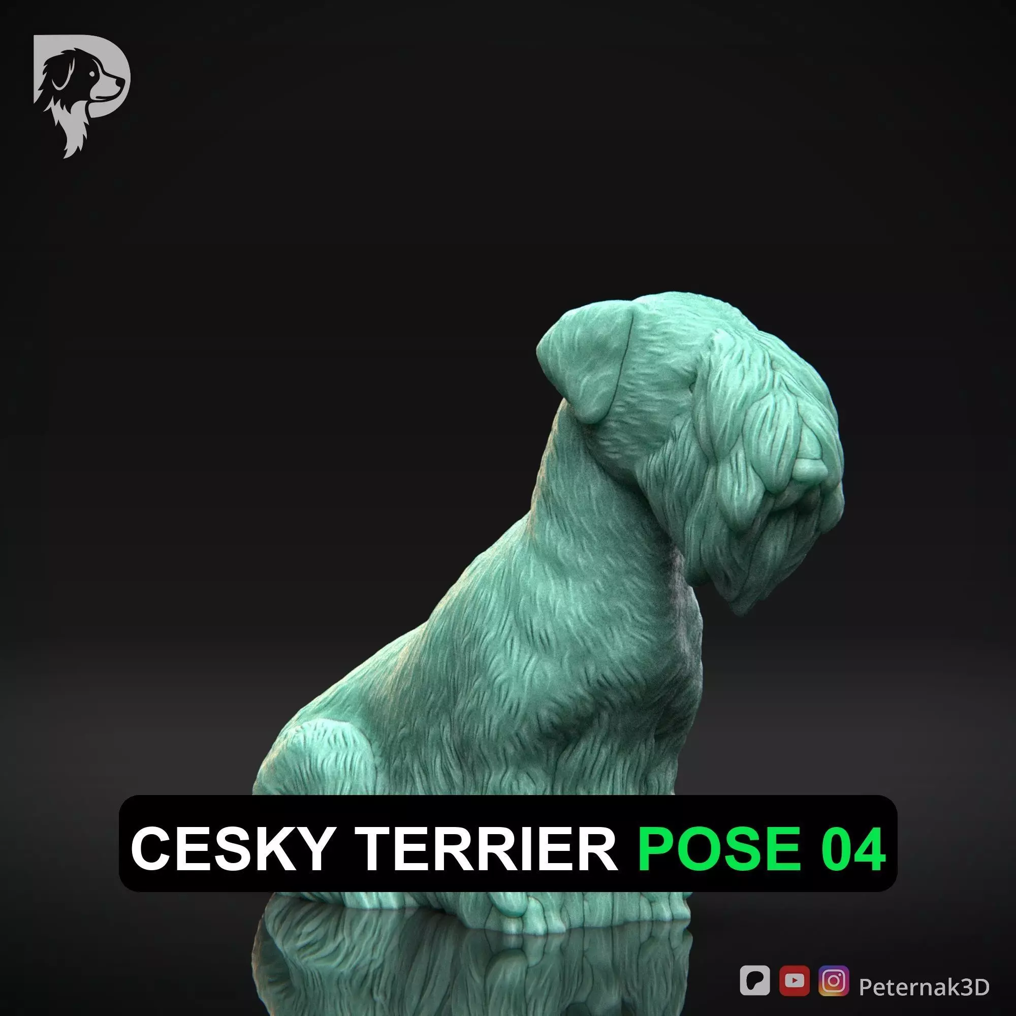 Dog 3D Print Model Cesky Terrier Dog Pose 04 Ready STL 3D print model