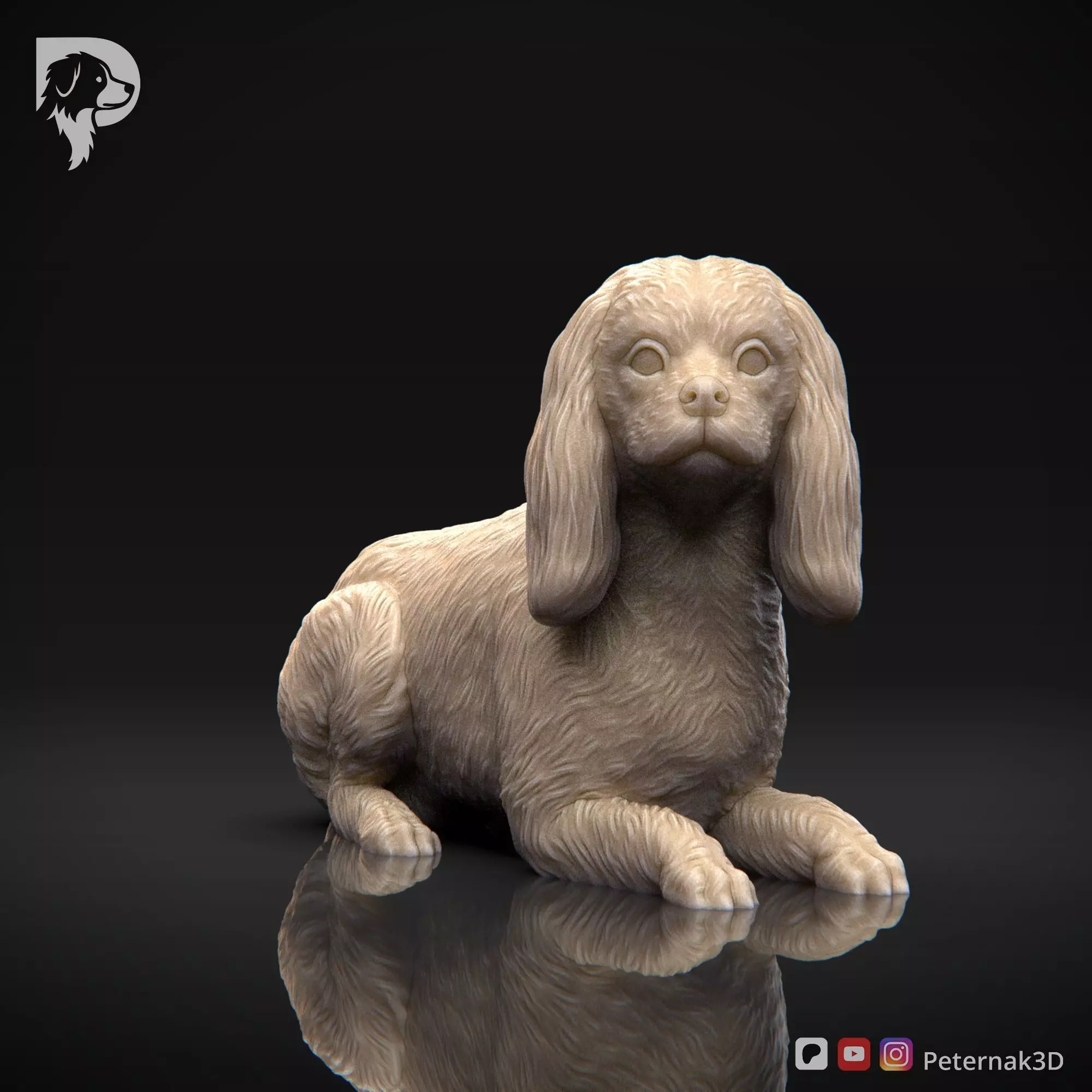 Dog 3D Print Model Cavalier King Charles Spaniel Pose 09 STL 3D print model_2
