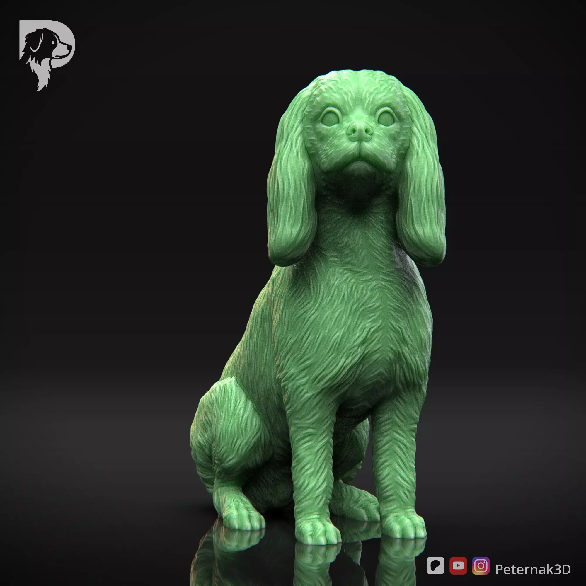 Dog 3D Print Model Cavalier King Charles Spaniel Pose 06 STL 3D print model_2