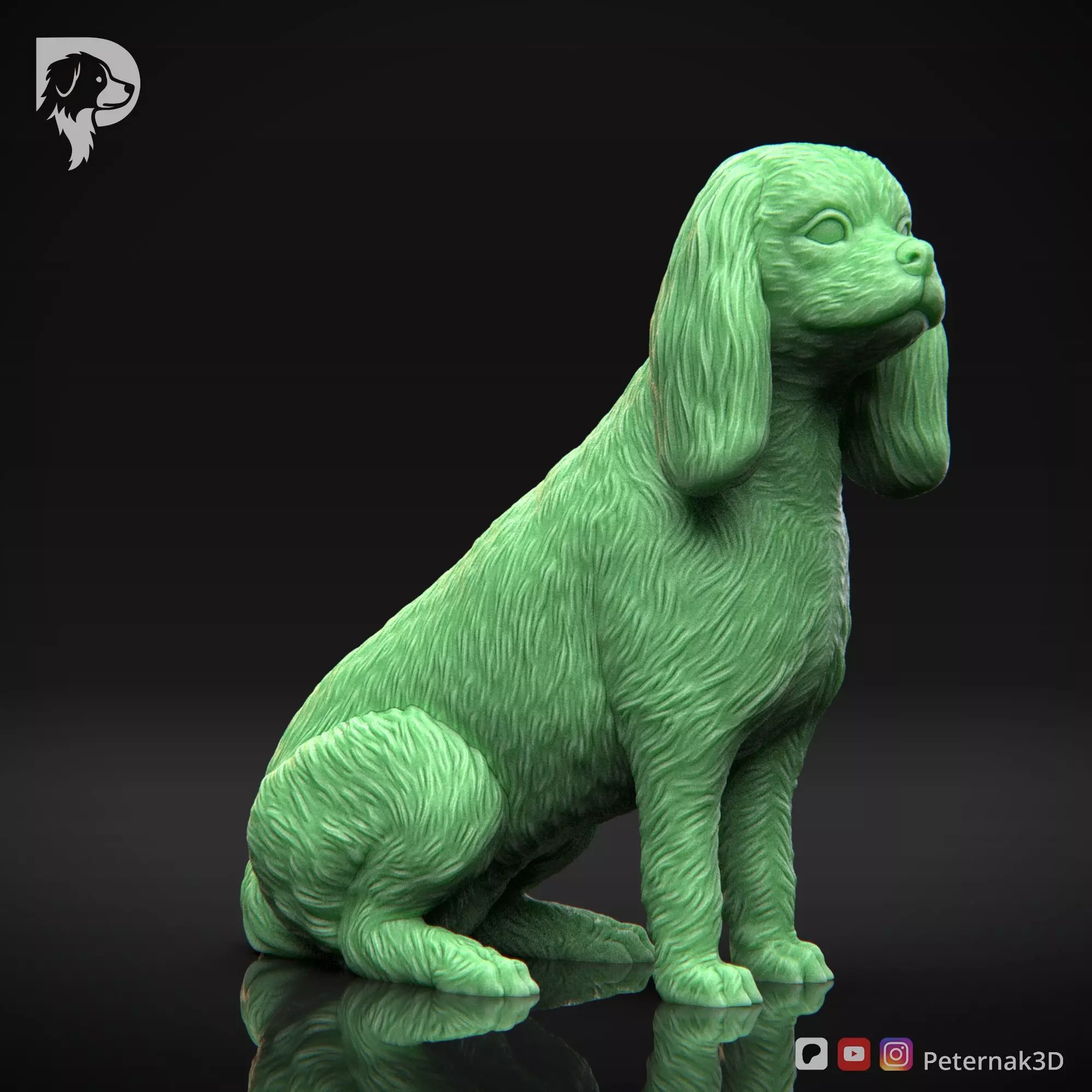 Dog 3D Print Model Cavalier King Charles Spaniel Pose 06 STL 3D print model_3