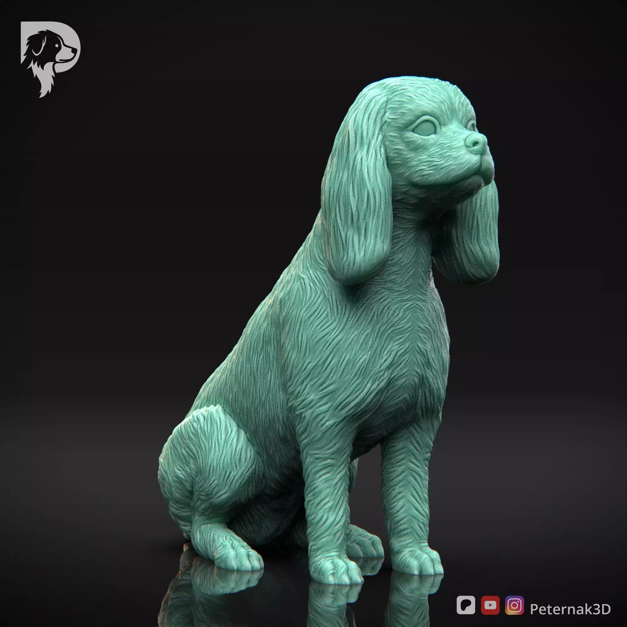 Dog 3D Print Model Cavalier King Charles Spaniel Pose 04 STL 3D print model_3