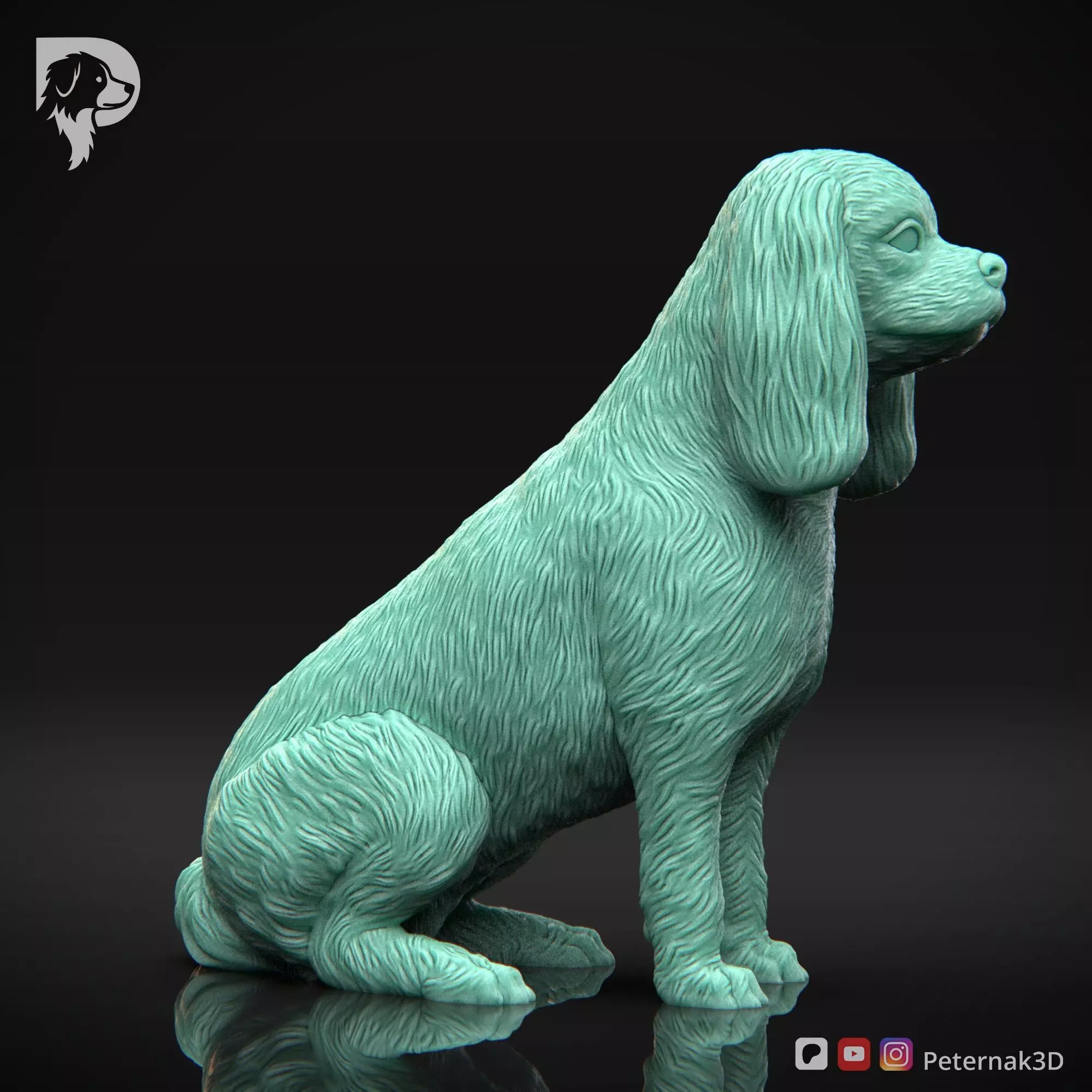 Dog 3D Print Model Cavalier King Charles Spaniel Pose 04 STL 3D print model_4