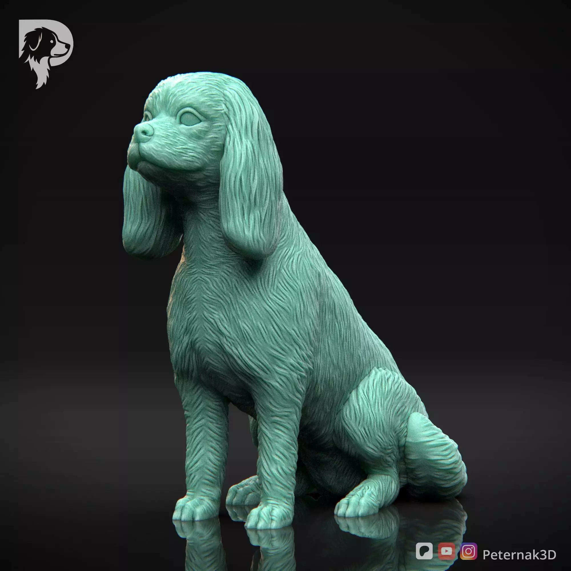 Dog 3D Print Model Cavalier King Charles Spaniel Pose 04 STL 3D print model_11