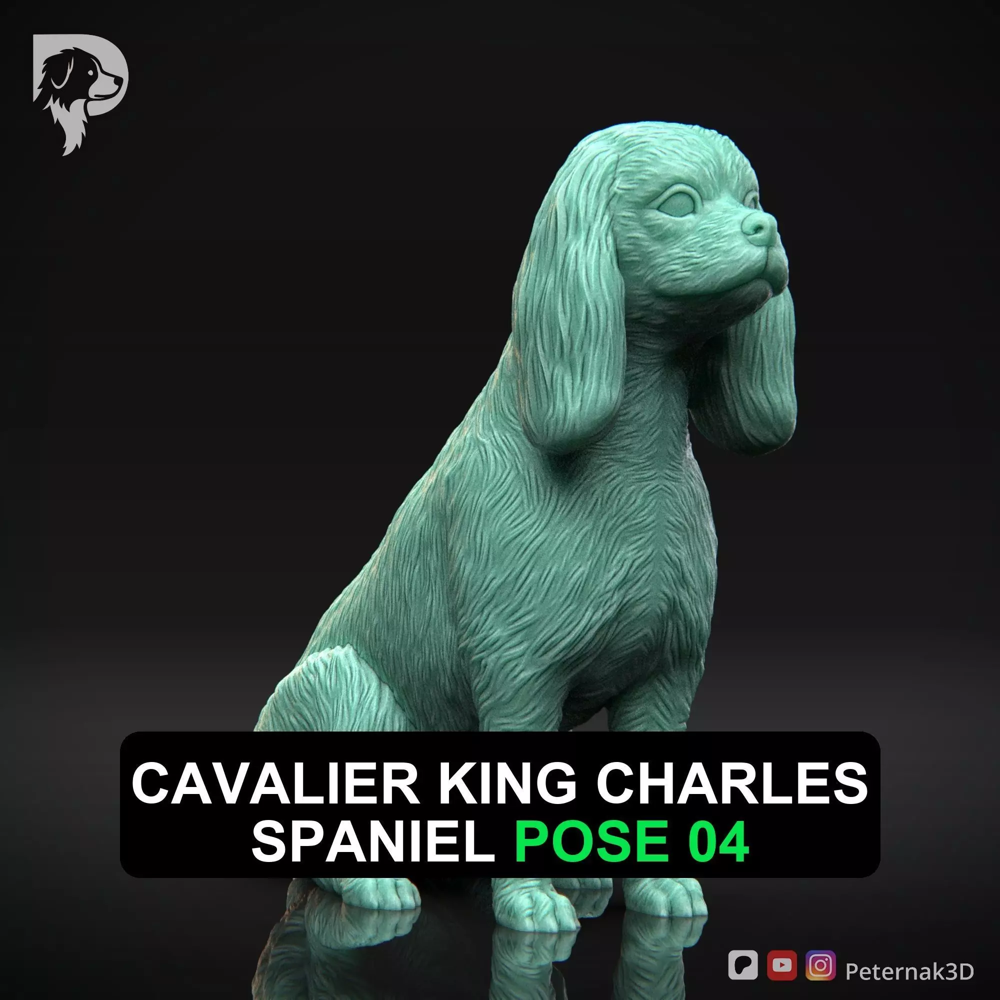 Dog 3D Print Model Cavalier King Charles Spaniel Pose 04 STL 3D print model_0