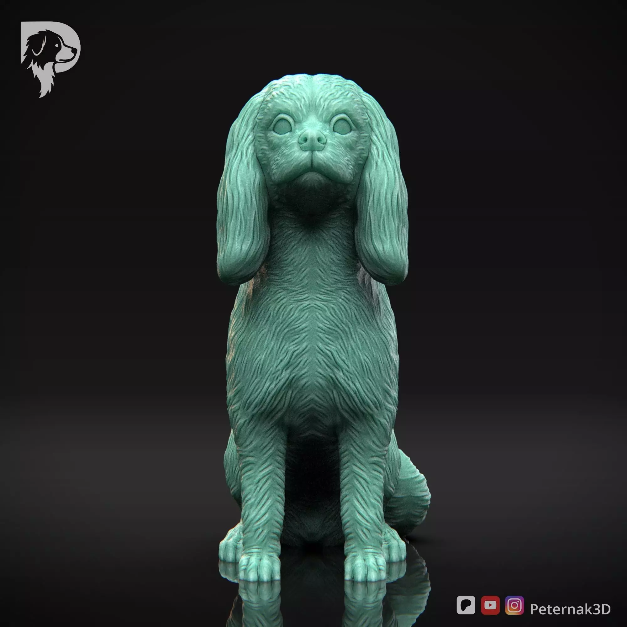 Dog 3D Print Model Cavalier King Charles Spaniel Pose 04 STL 3D print model_2