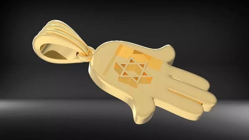 Hamsa Hamesh Hand Charm pendant necklace jewelry 3D print model