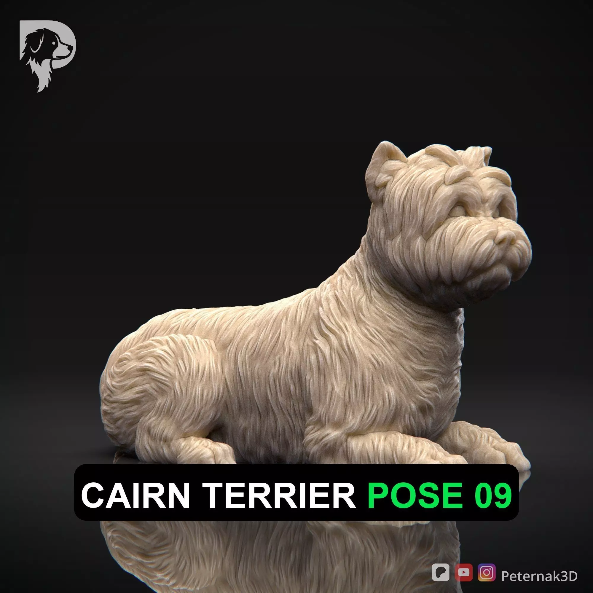 Dog 3D Print Model Cairn Terrier Dog Pose 09 Ready STL 3D print model