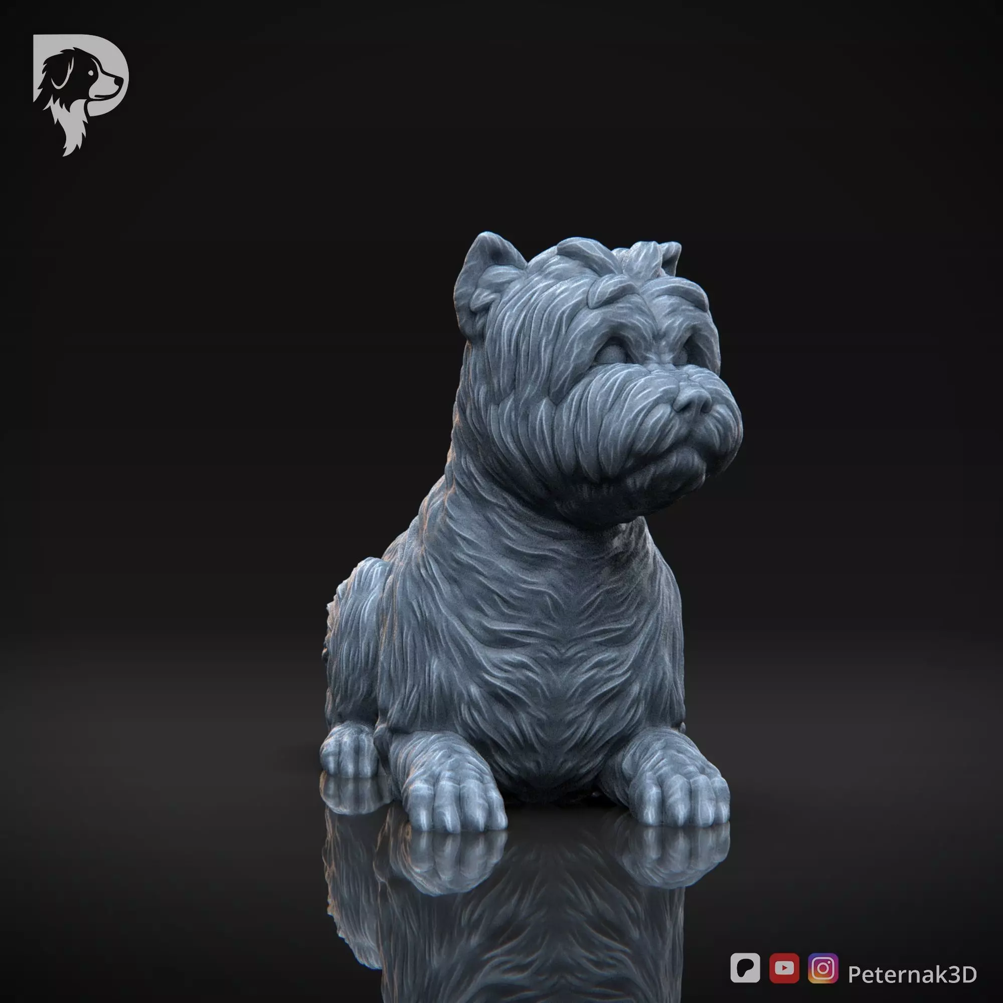 Dog 3D Print Model Cairn Terrier Dog Pose 08 Ready STL 3D print model_3