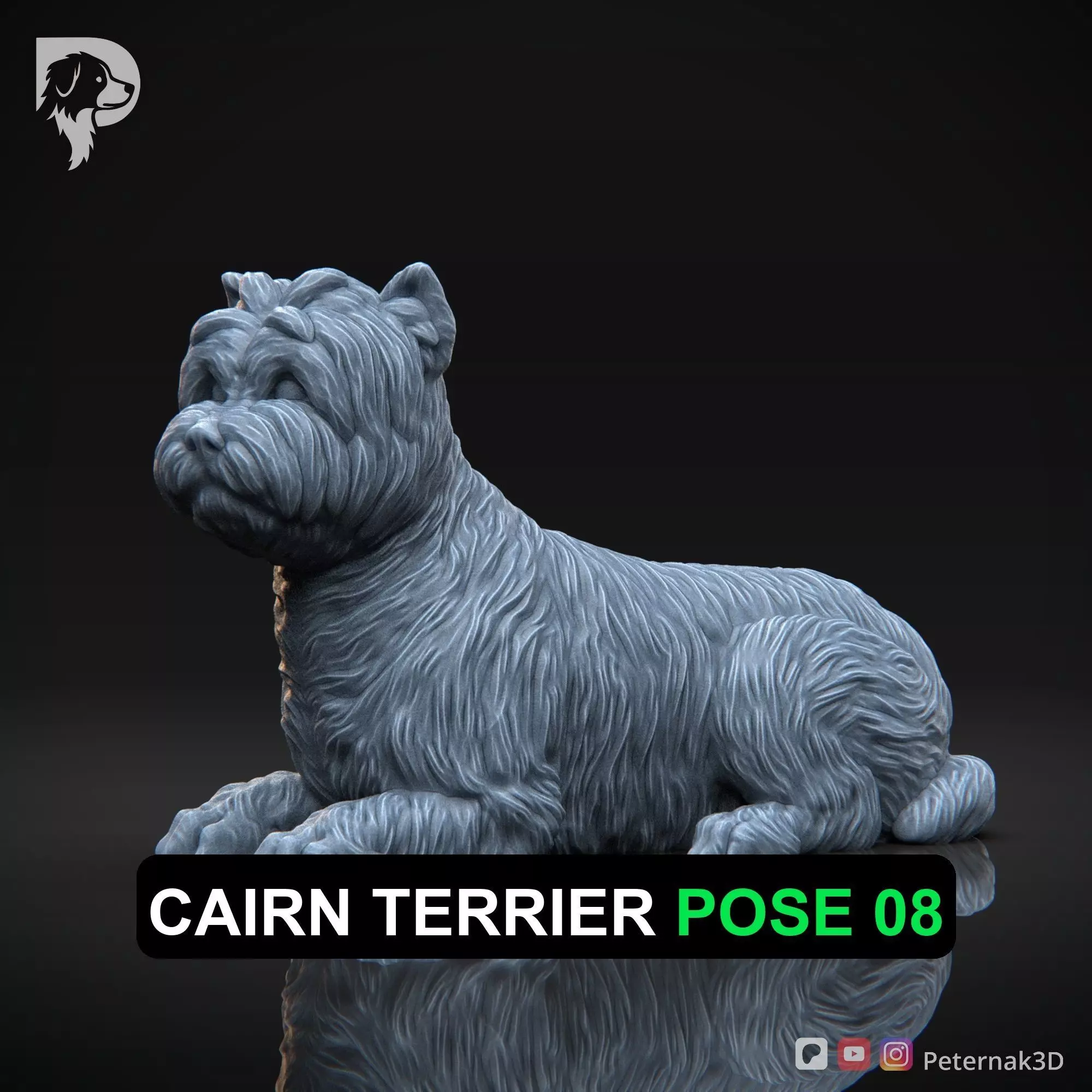 Dog 3D Print Model Cairn Terrier Dog Pose 08 Ready STL 3D print model_0