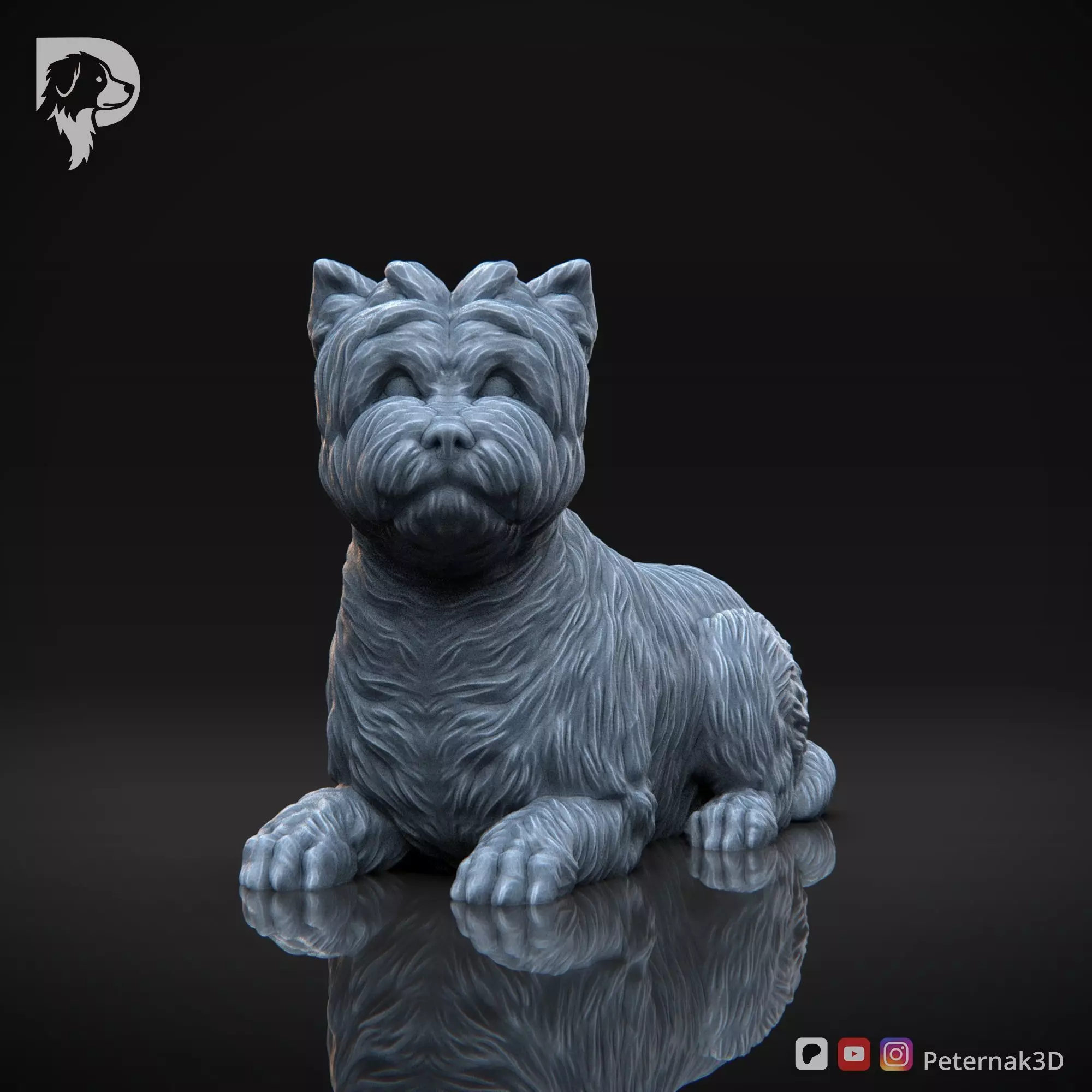 Dog 3D Print Model Cairn Terrier Dog Pose 08 Ready STL 3D print model_2