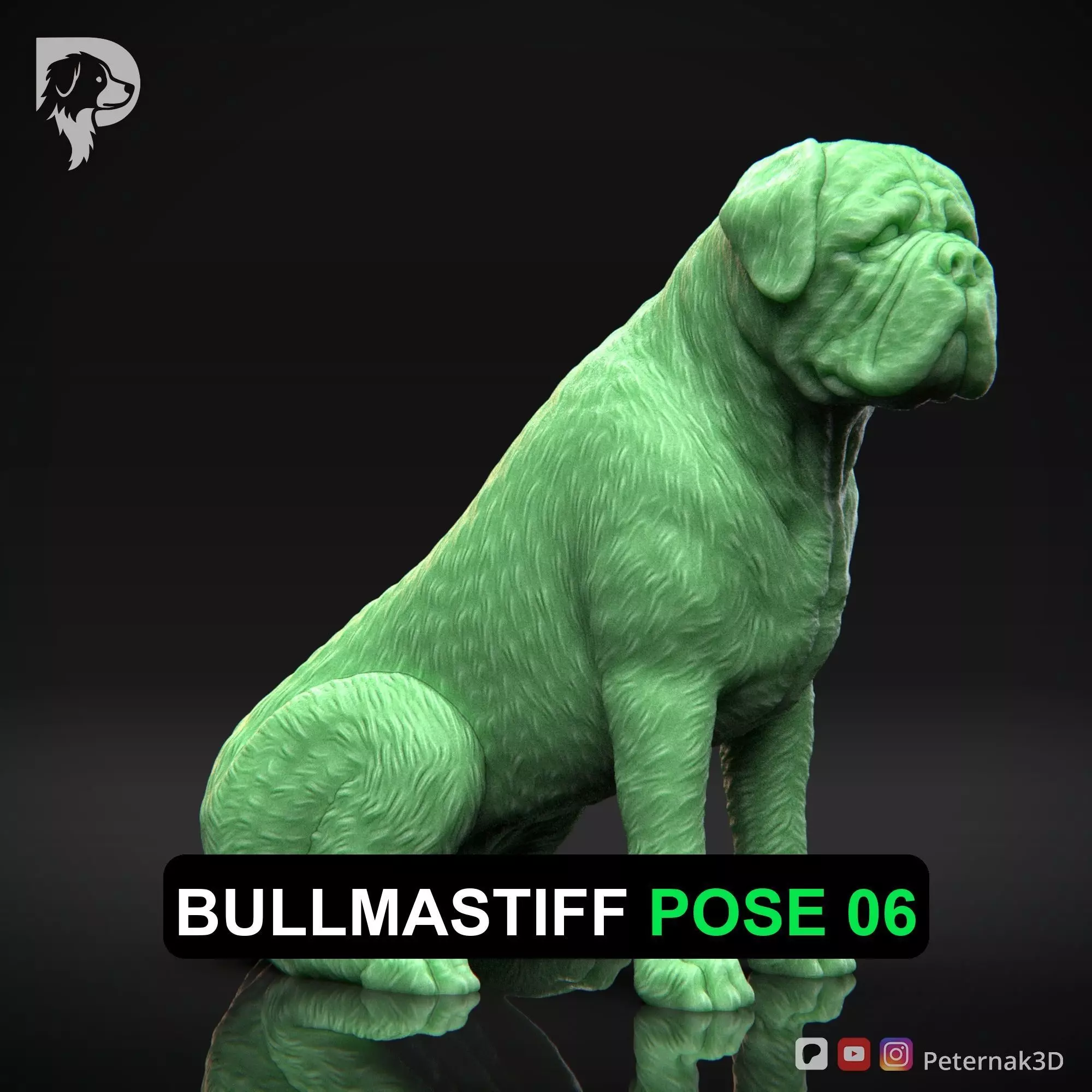 Dog 3D Print Model Bullmastiff Dog Pose 06 Ready STL 3D print model