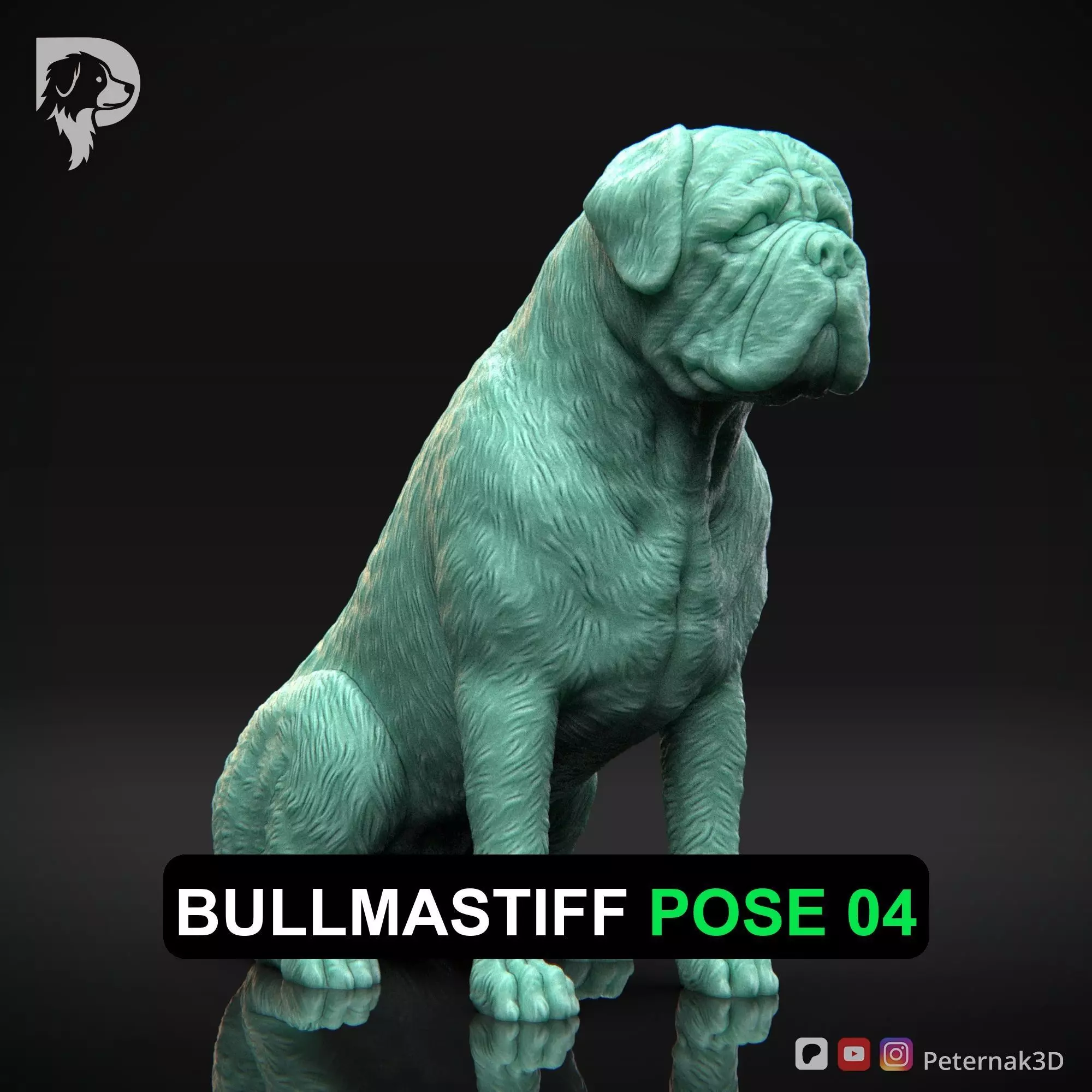 Dog 3D Print Model Bullmastiff Dog Pose 04 Ready STL 3D print model